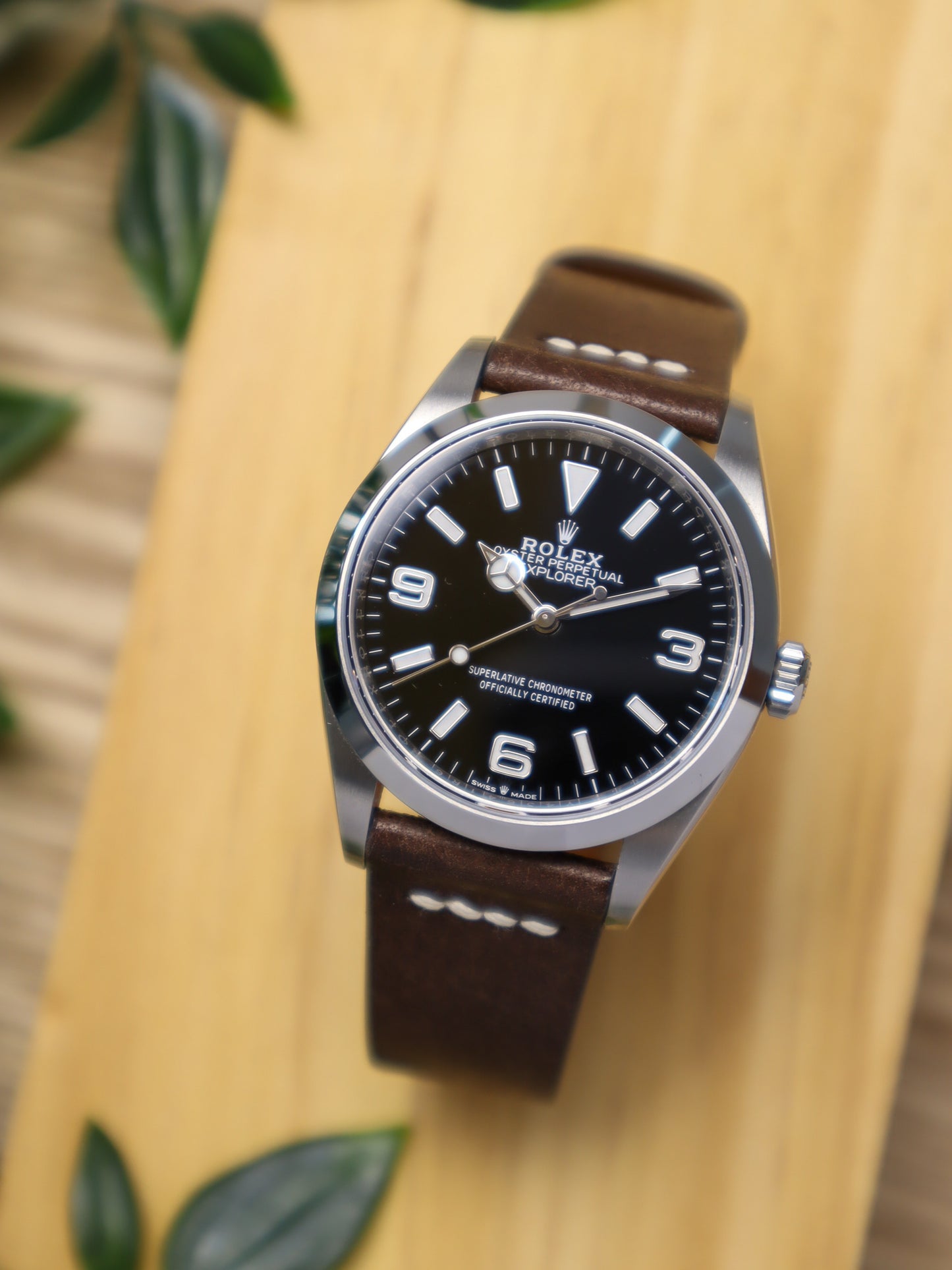 Dark Brown Pueblo Row-Stitch Strap