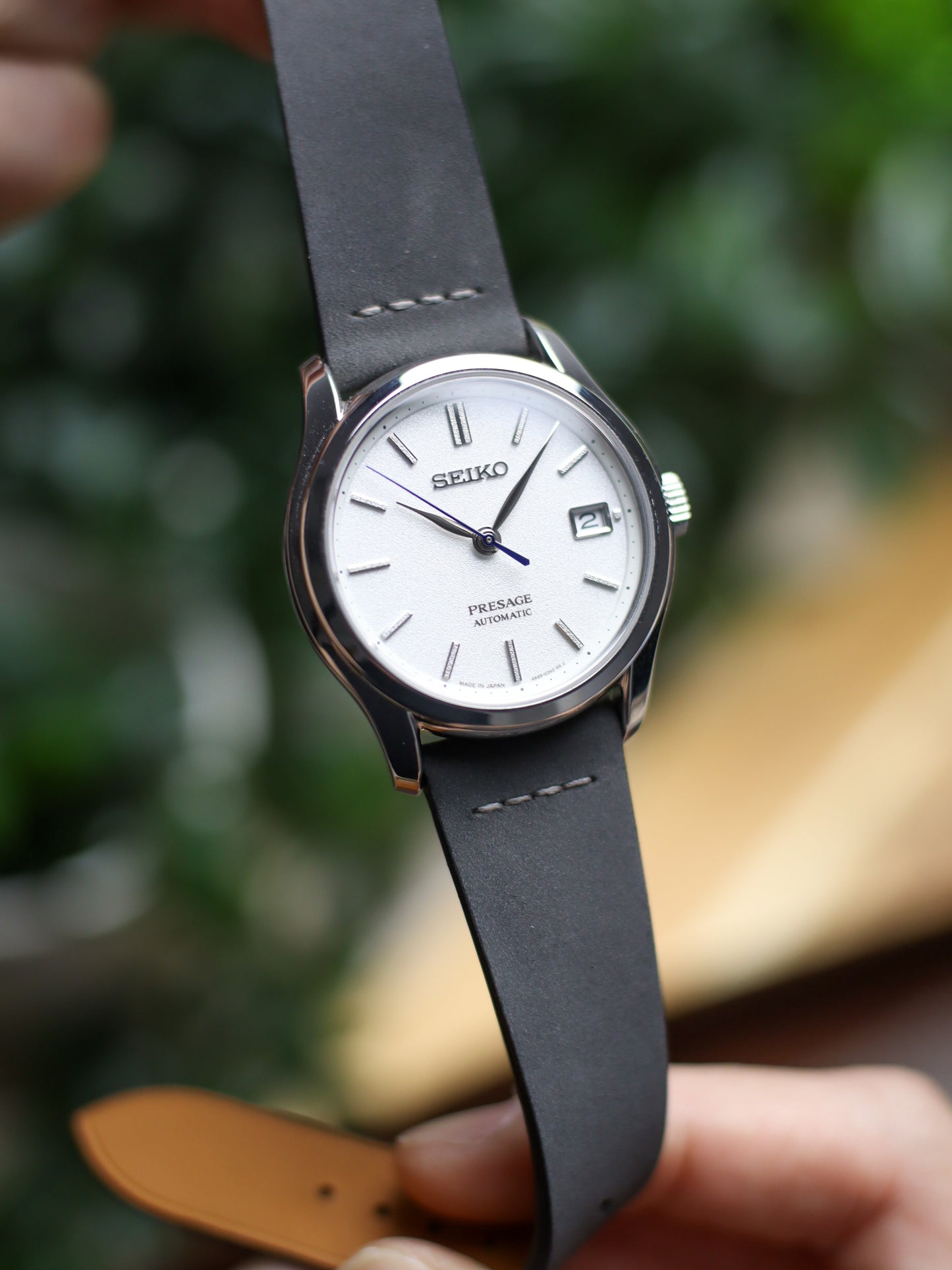 Ash Grey Nubuck Row-Stitch Strap