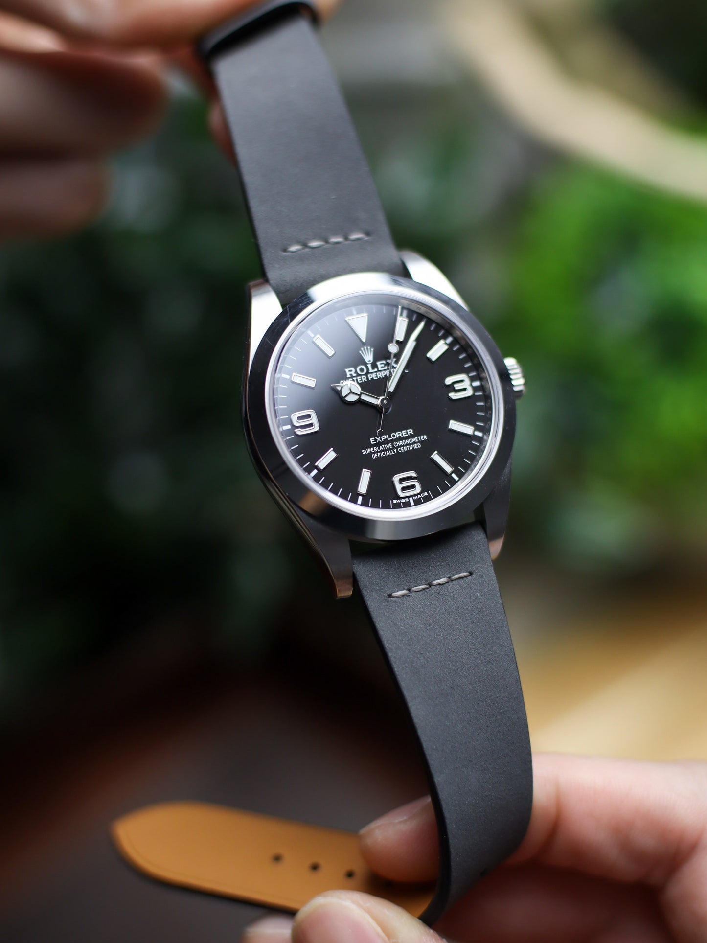 Ash Grey Nubuck Row-Stitch Strap