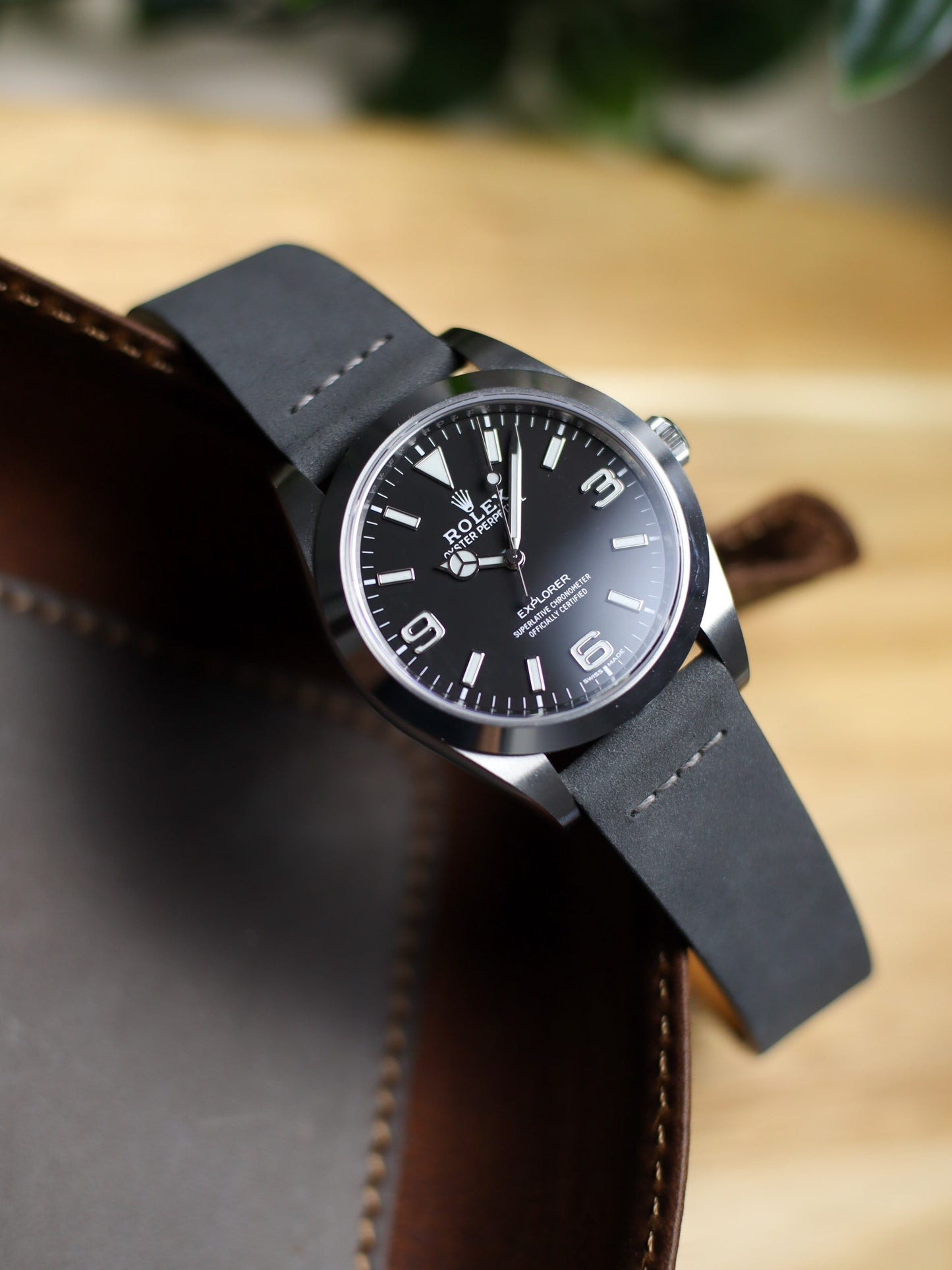 Ash Grey Nubuck Row-Stitch Strap