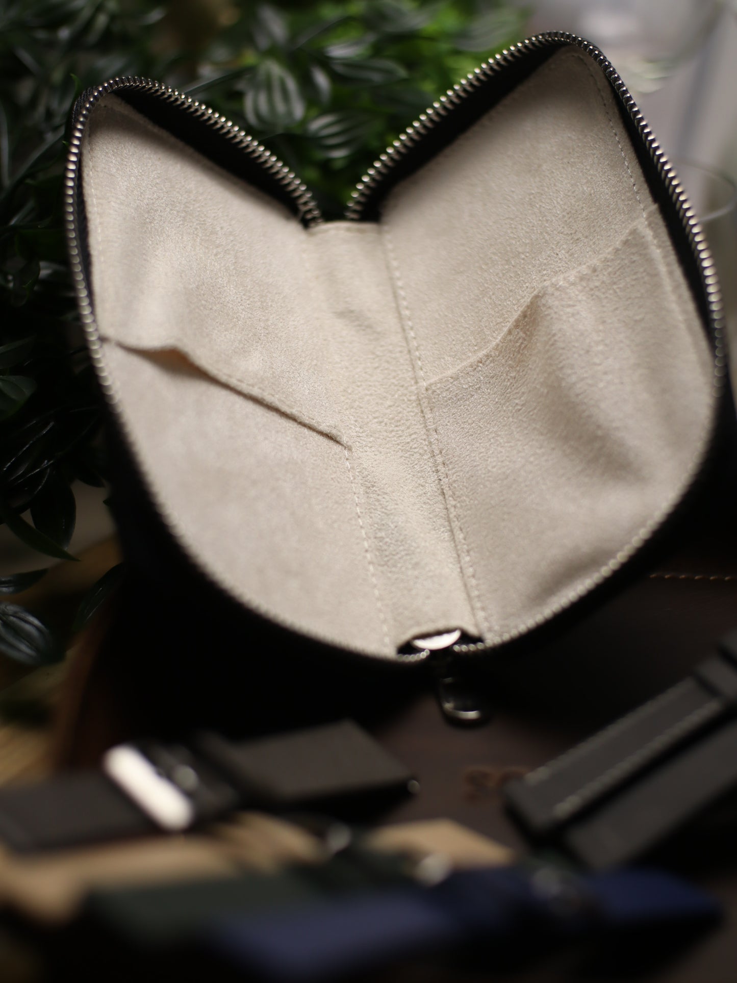 Classic Black Saffiano Zip Pouch