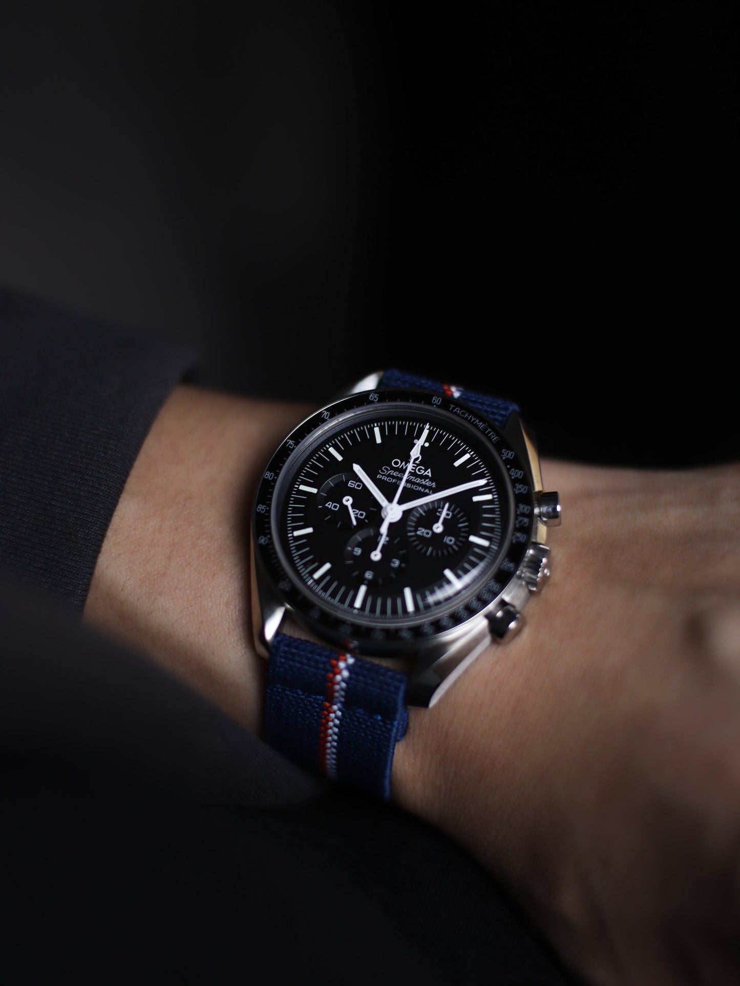 Navy Blue/Red/White Elastic Band