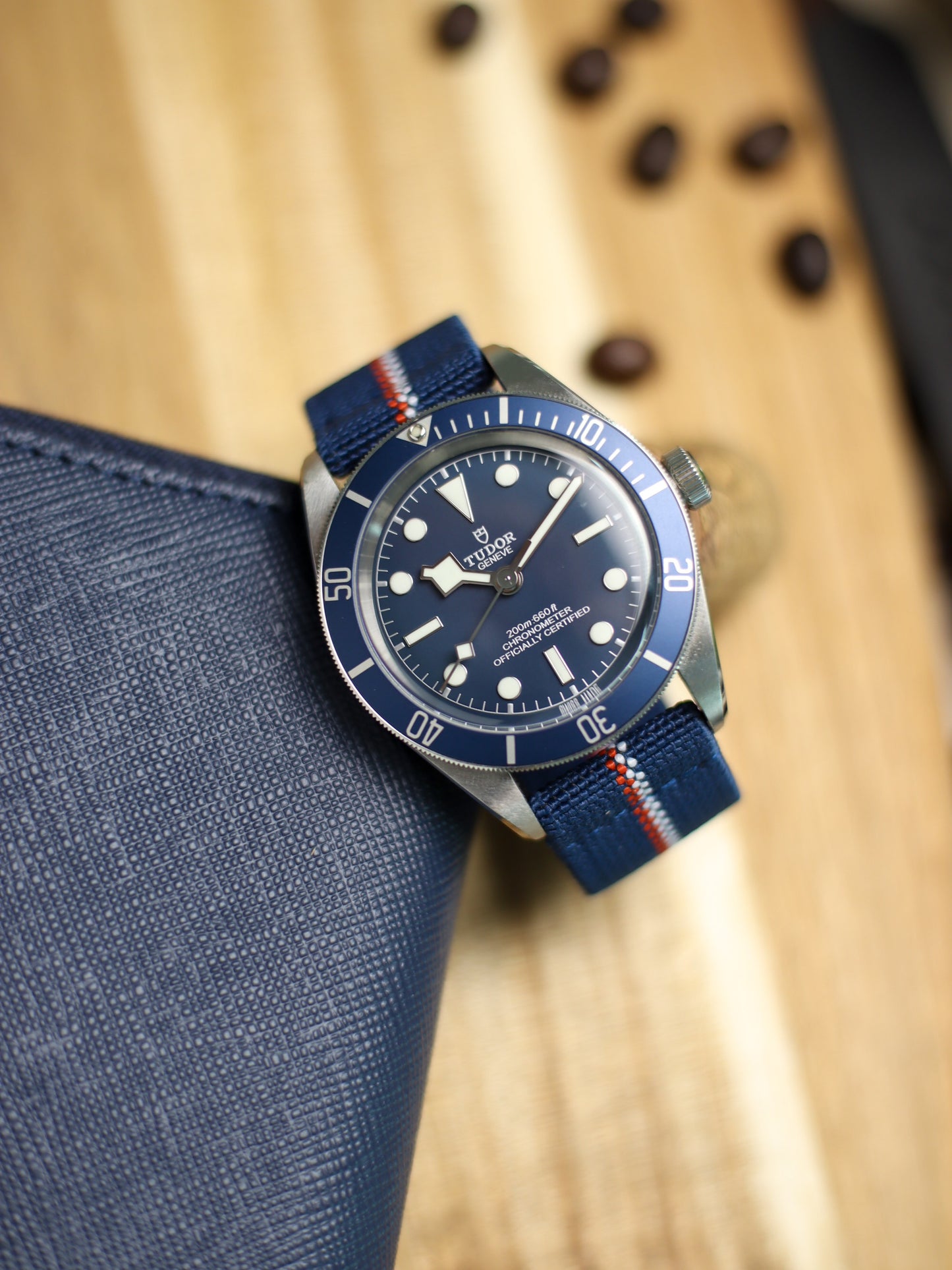 Navy Blue/Red/White Elastic Band