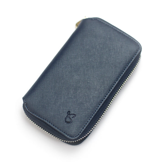 Navy Blue Saffiano Zip Pouch