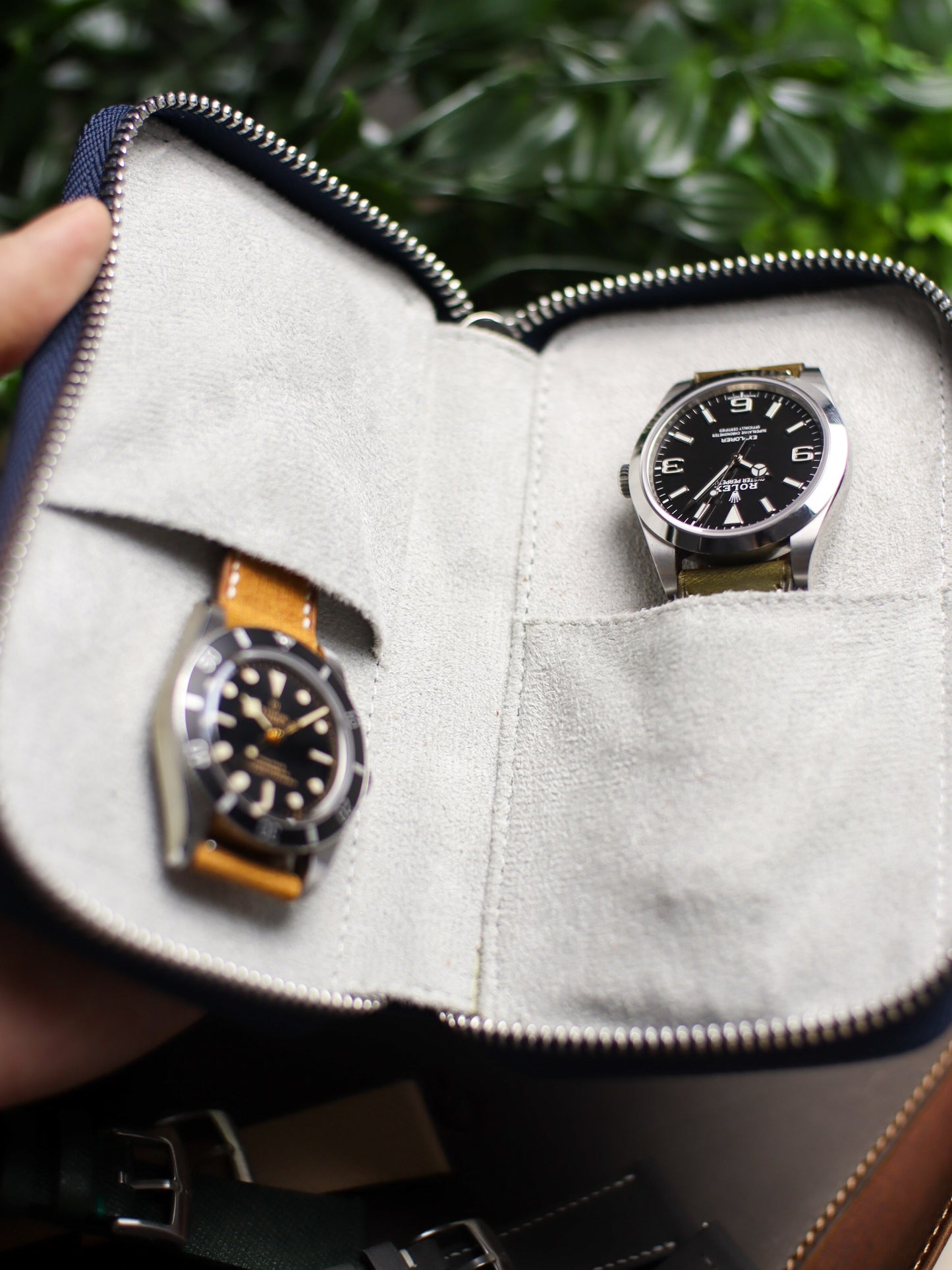 Navy Blue Saffiano Zip Pouch