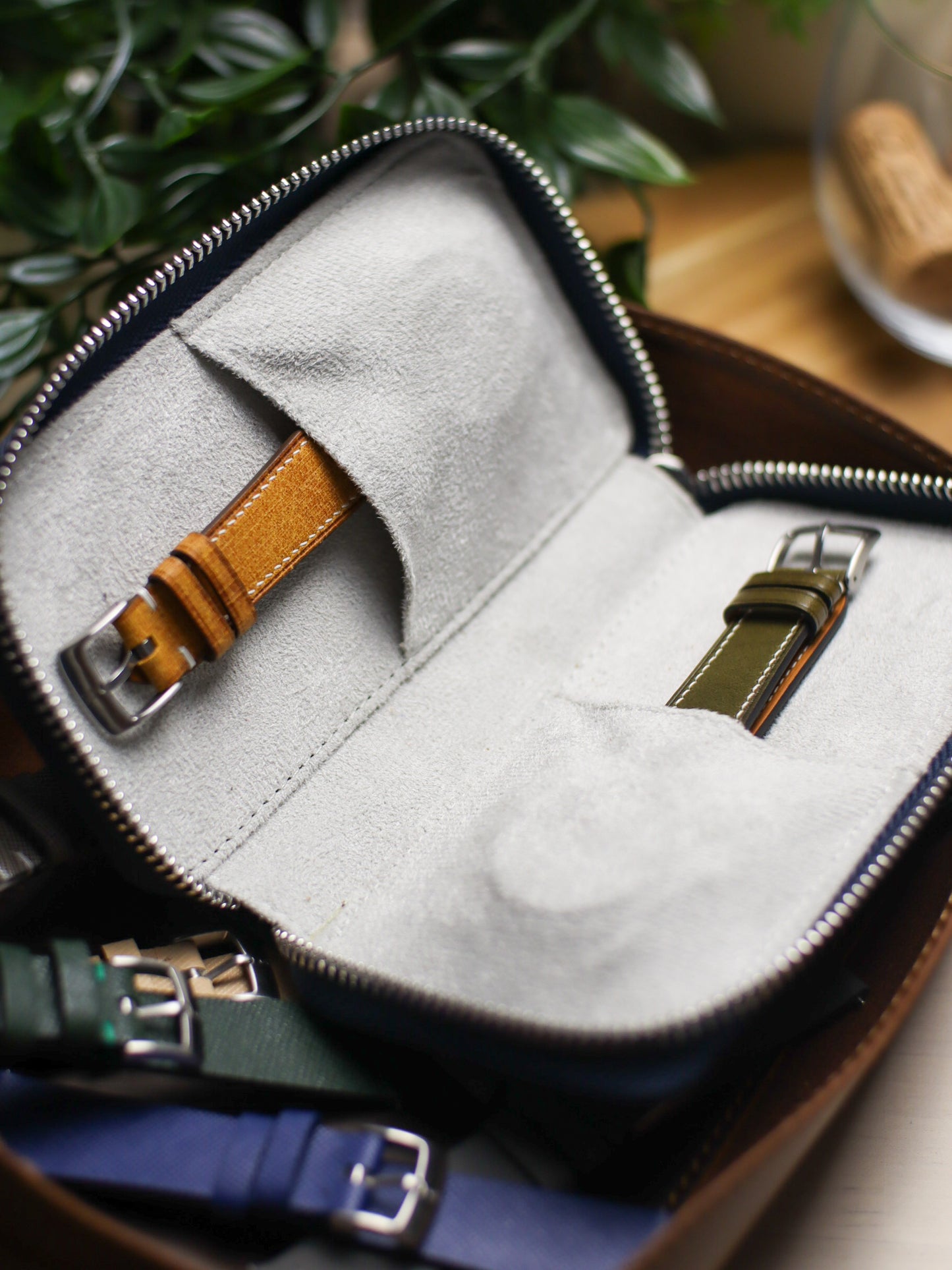 Navy Blue Saffiano Zip Pouch