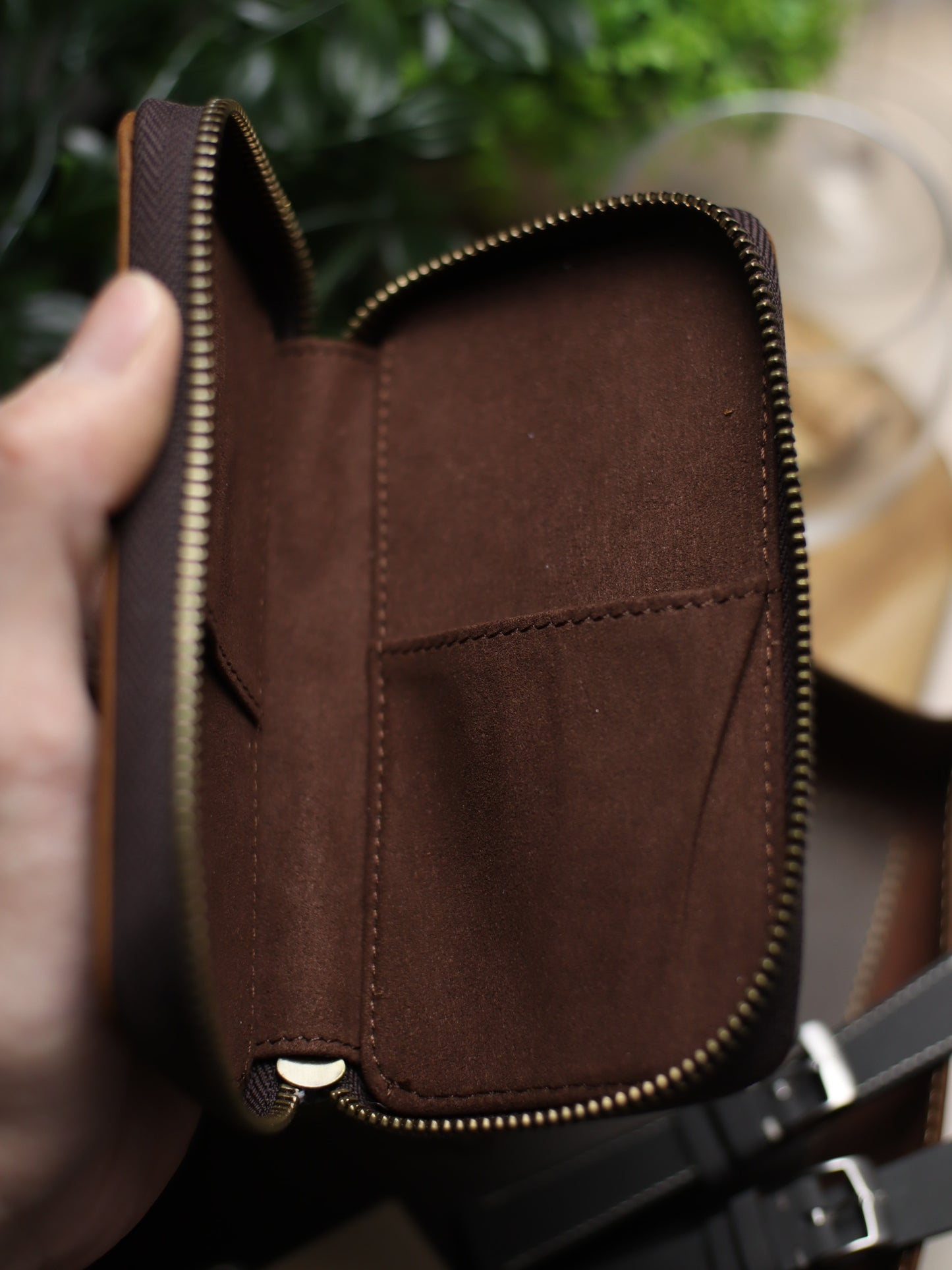 Chestnut Brown Crazy Horse Zip Pouch