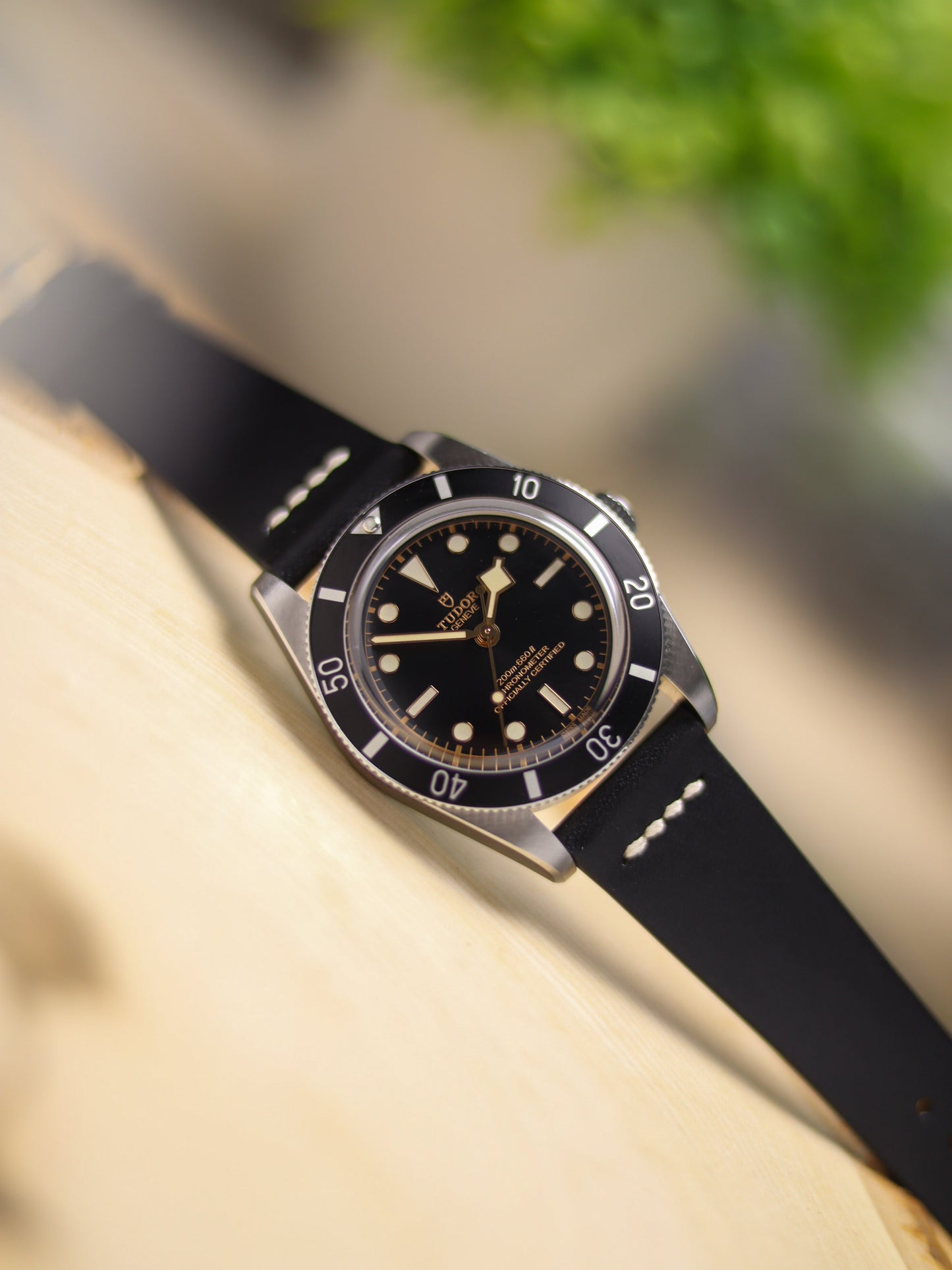 Matte Black Buttero Row-Stitch Strap