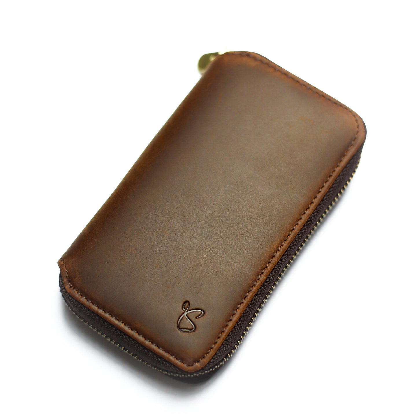 Chestnut Brown Crazy Horse Zip Pouch