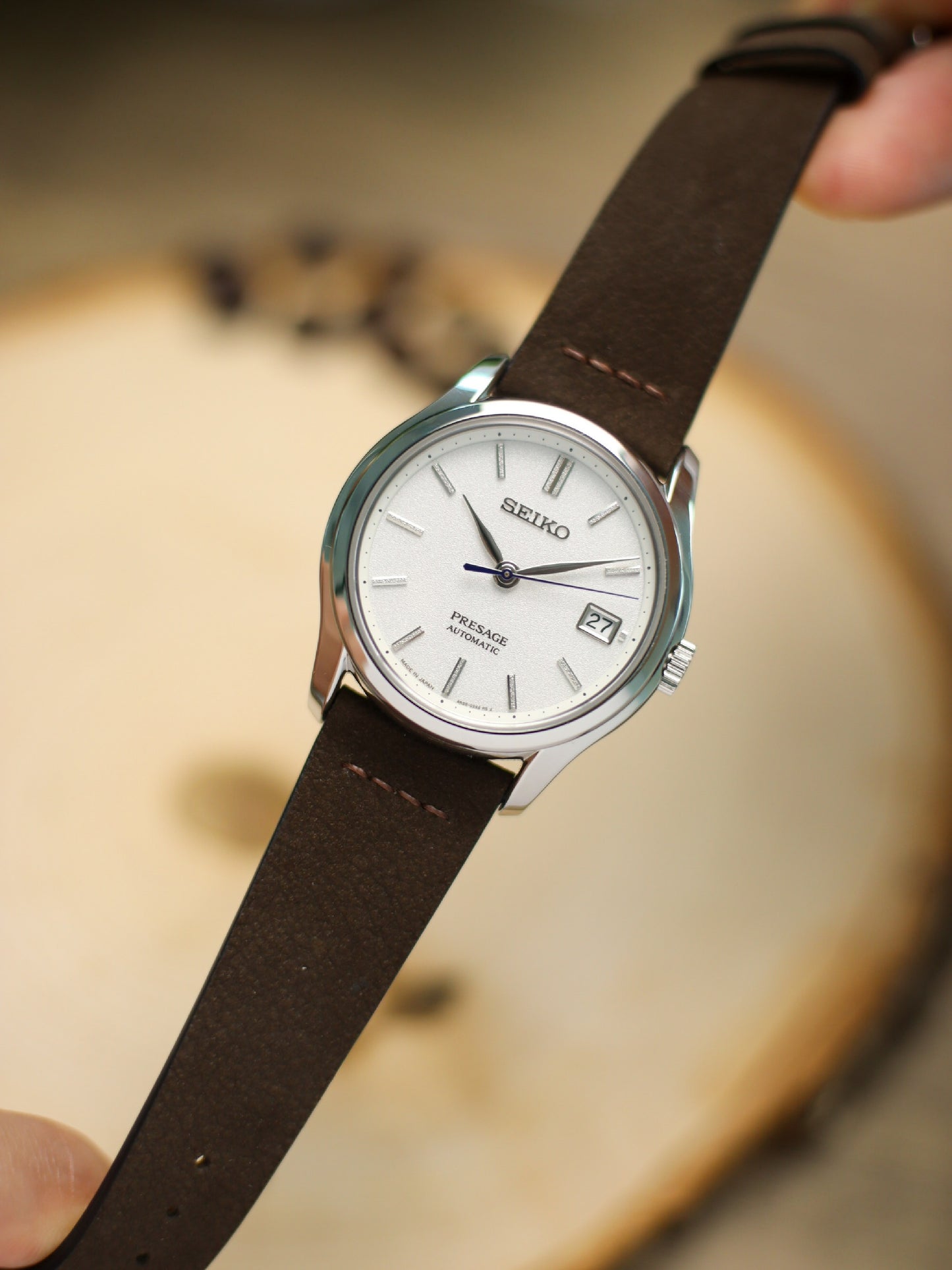 Dark Brown Nubuck Row-Stitch Strap