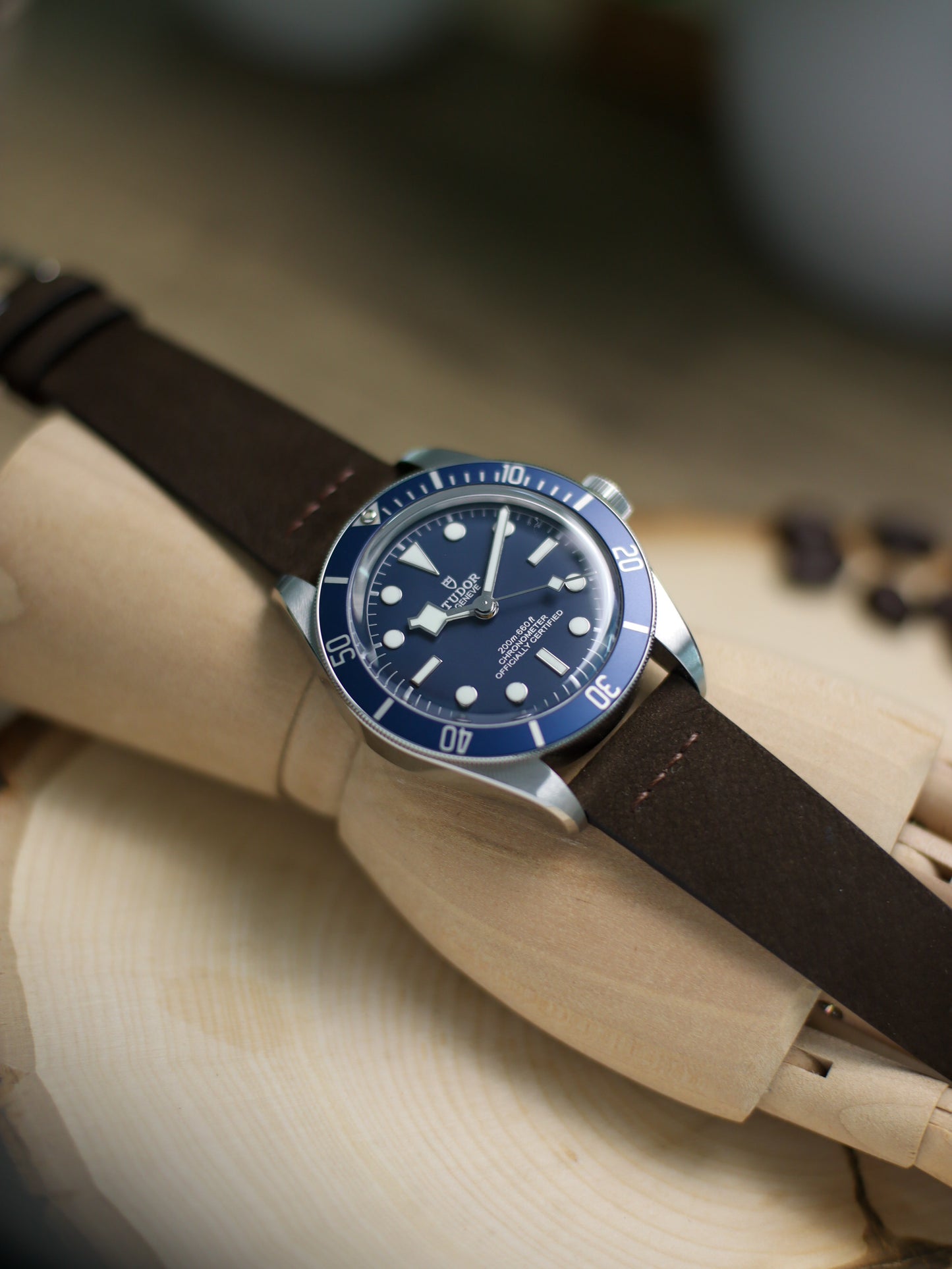 Dark Brown Nubuck Row-Stitch Strap