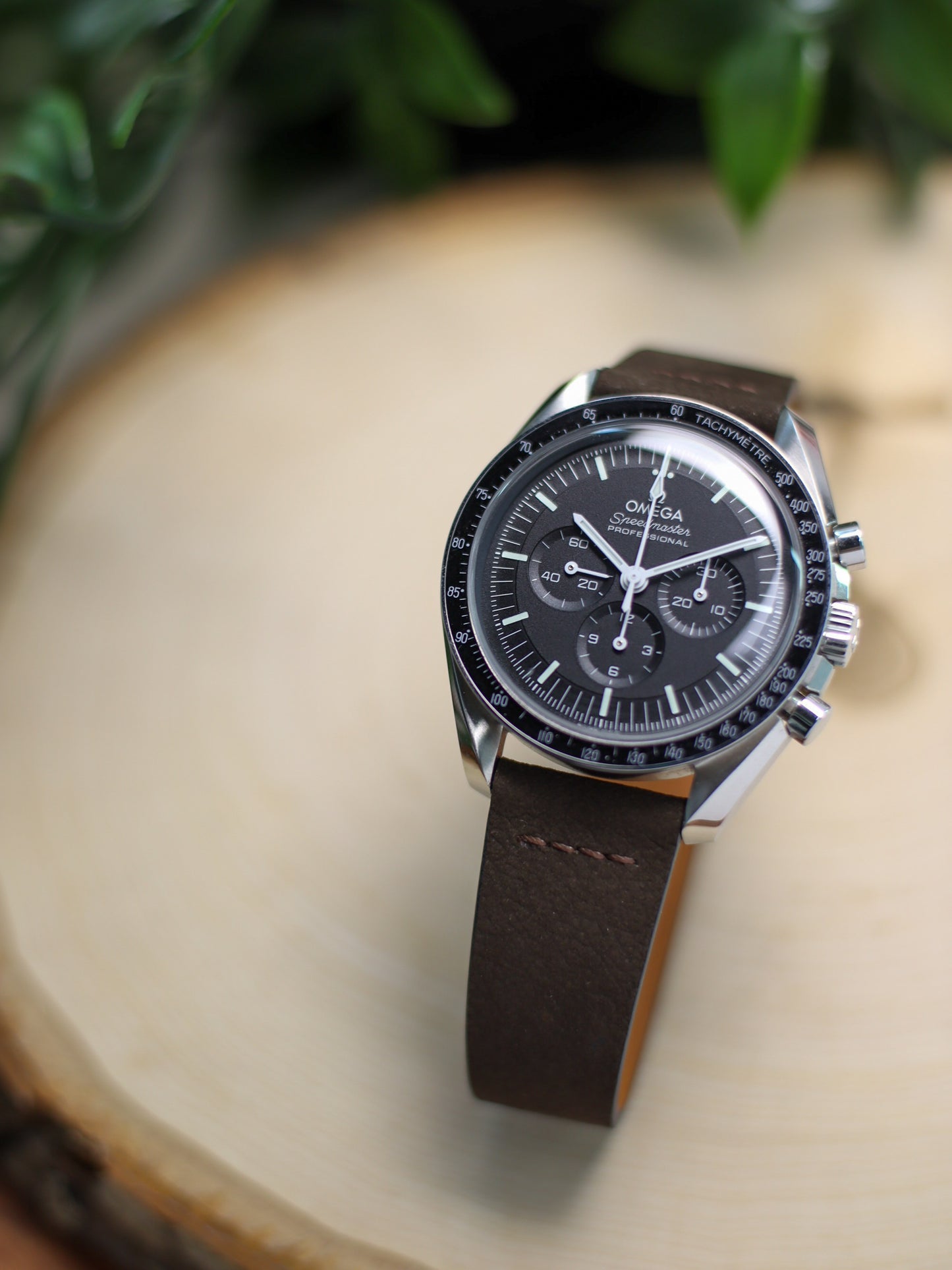 Dark Brown Nubuck Row-Stitch Strap