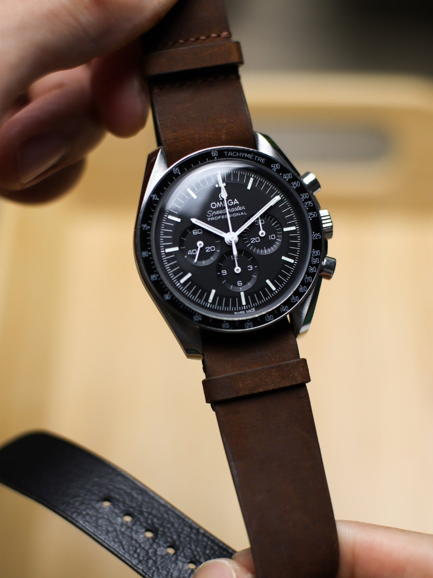 Dark Brown Waxy Military Tapered Strap