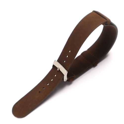 Dark Brown Waxy Military Tapered Strap