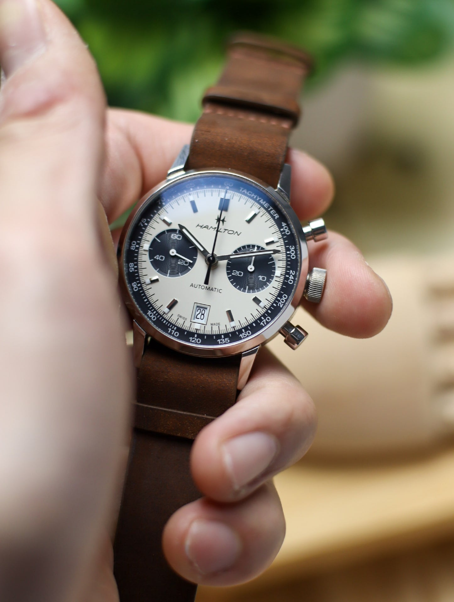 Dark Brown Waxy Military Tapered Strap