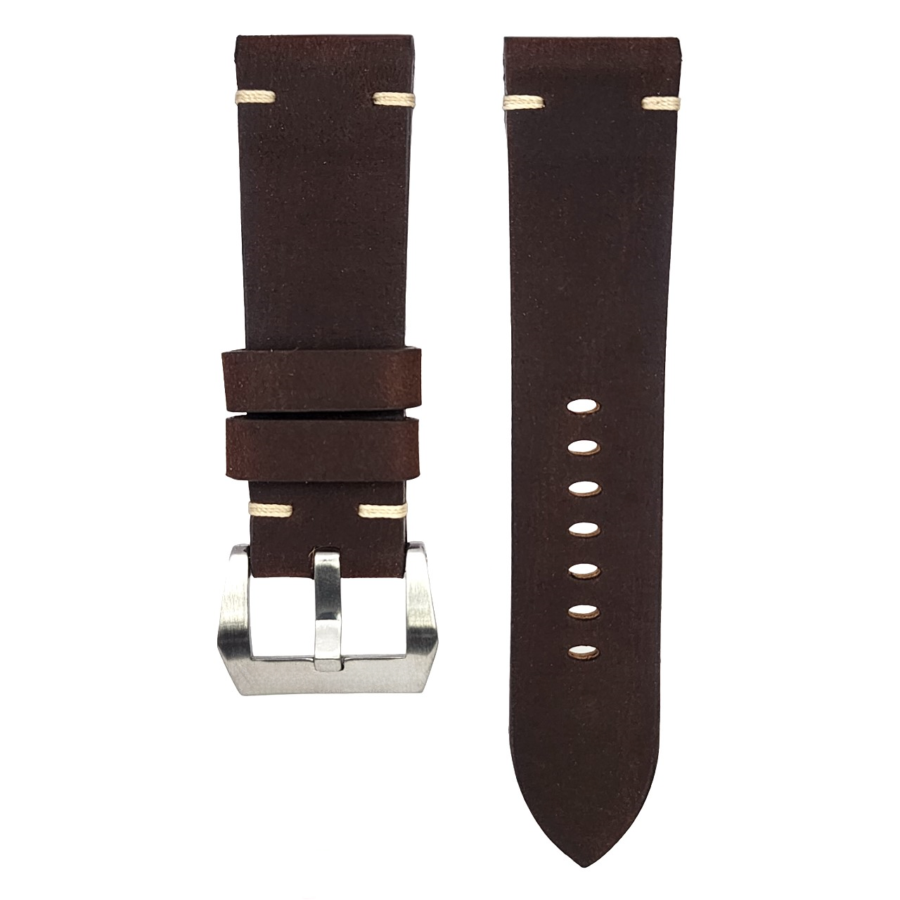 Dark Brown Waxy Panerai Wide (Point-Stitch) Strap