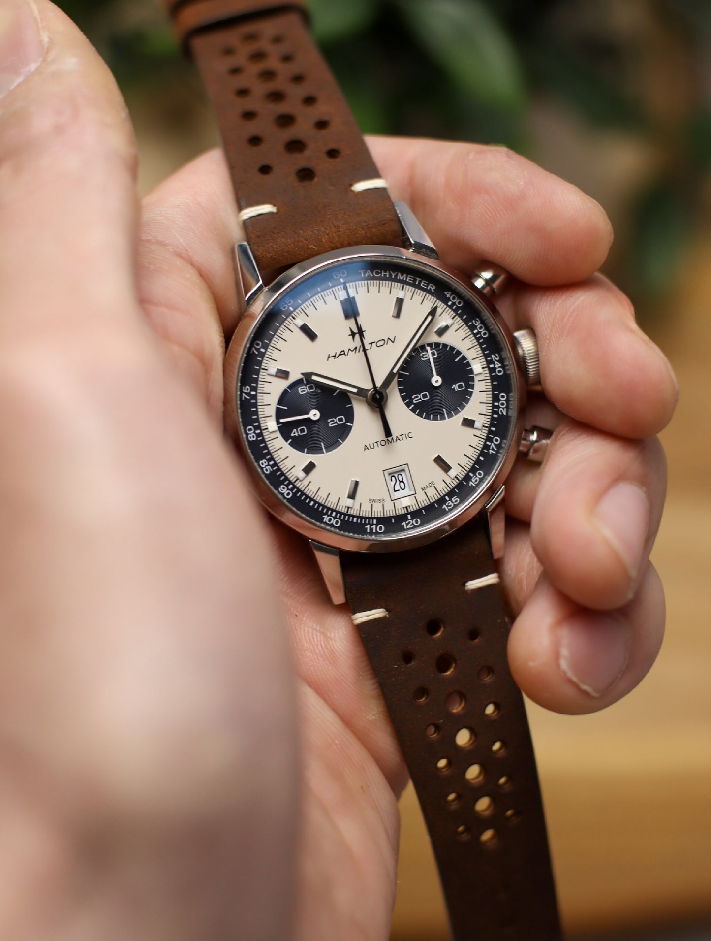 Dark Brown Waxy Rally (Point-Stitch) Strap