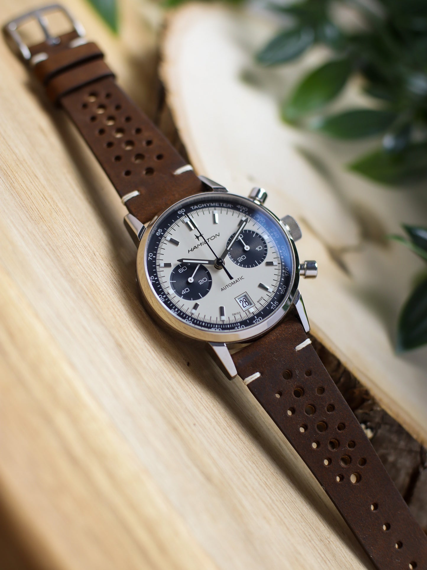 Dark Brown Waxy Rally (Point-Stitch) Strap