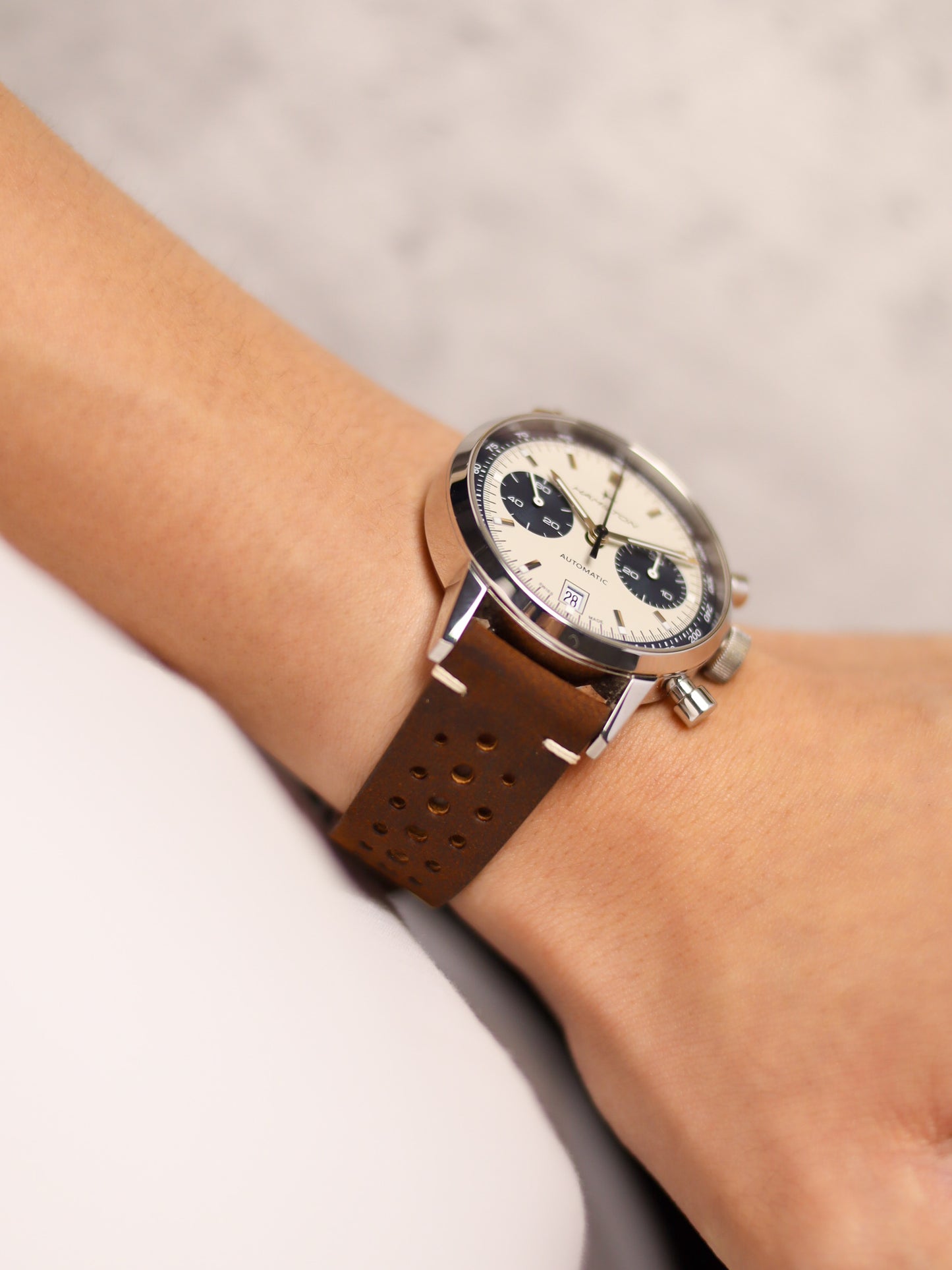 Dark Brown Waxy Rally (Point-Stitch) Strap