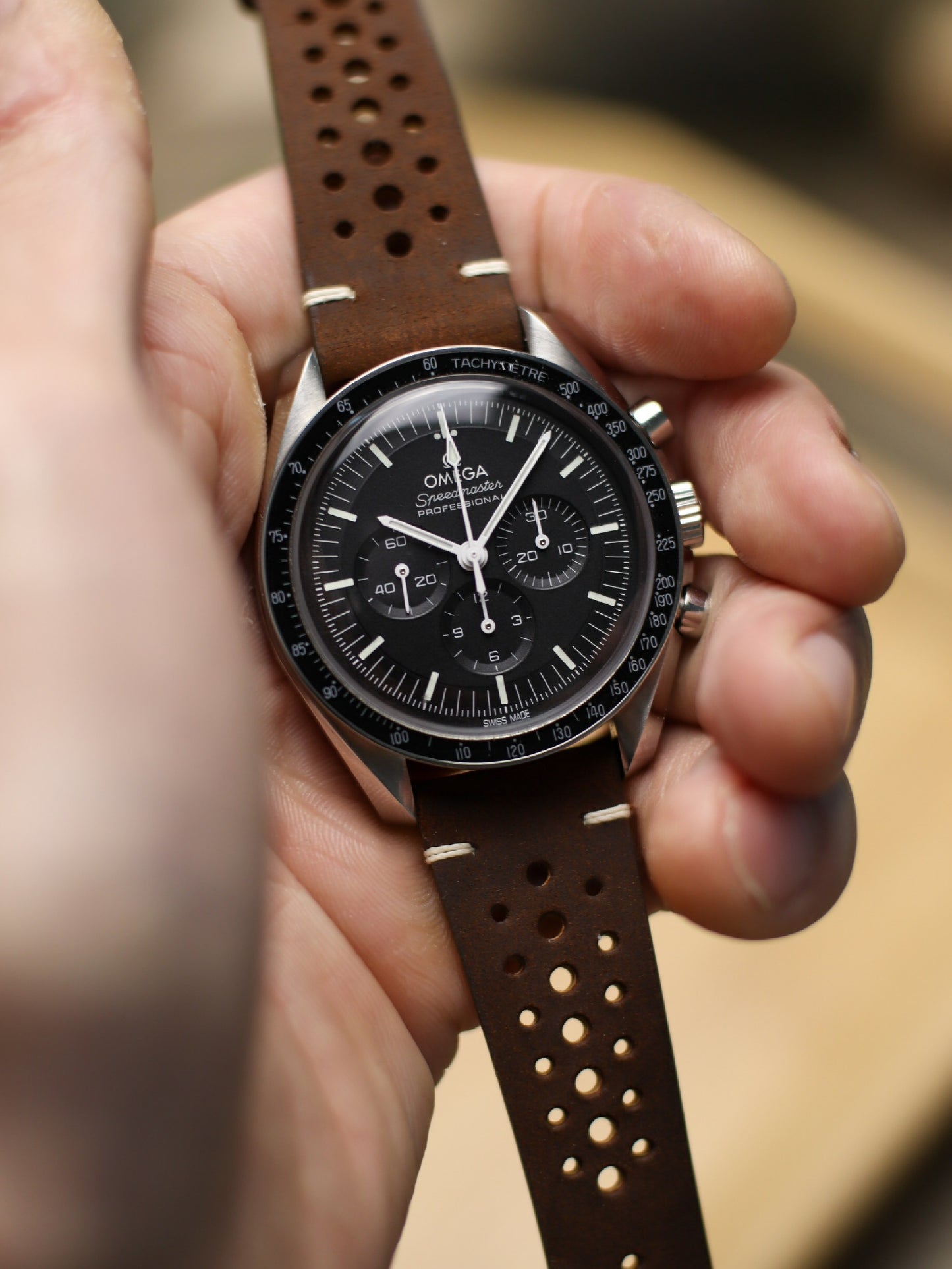 Dark Brown Waxy Rally (Point-Stitch) Strap