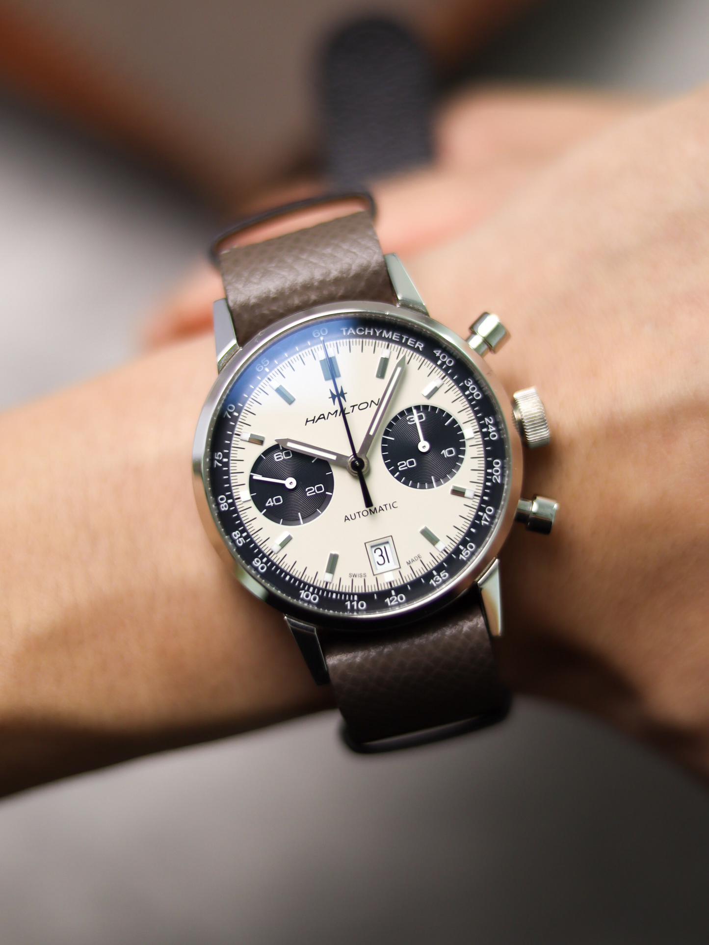 Elephant Grey Epsom Military Tapered Strap