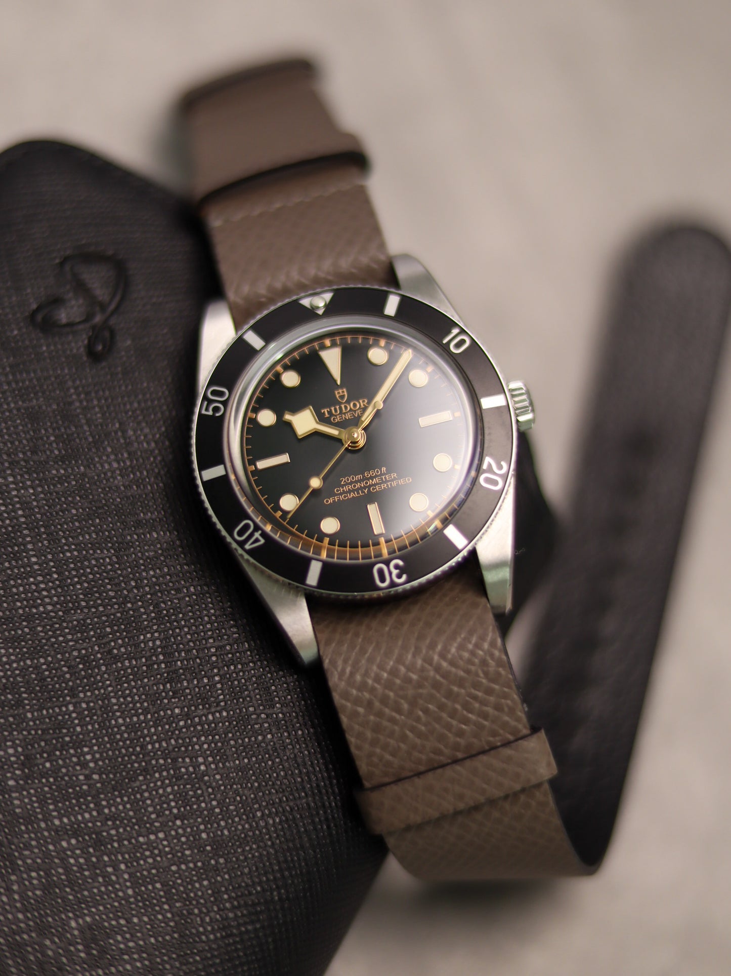 Elephant Grey Epsom Military Tapered Strap