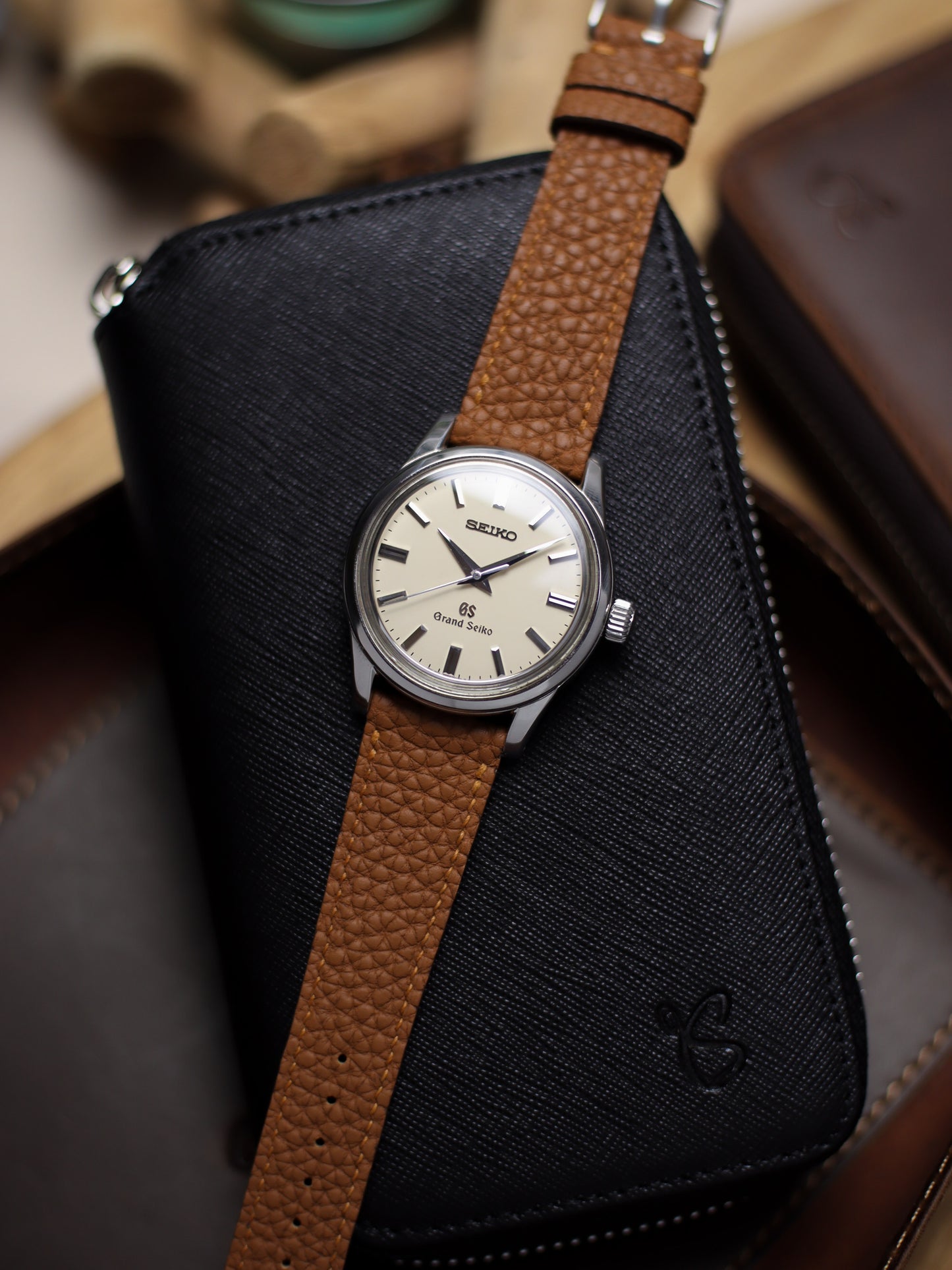 Gold Brown Togo Lean Strap