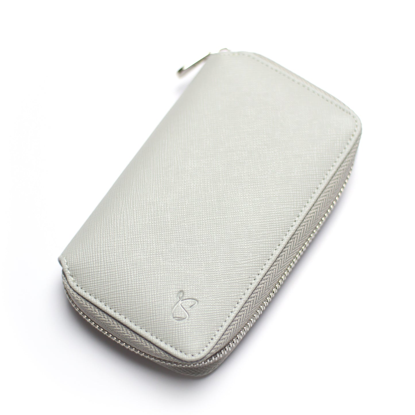 Light Grey Saffiano Zip Pouch