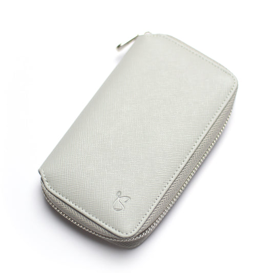 Light Grey Saffiano Zip Pouch