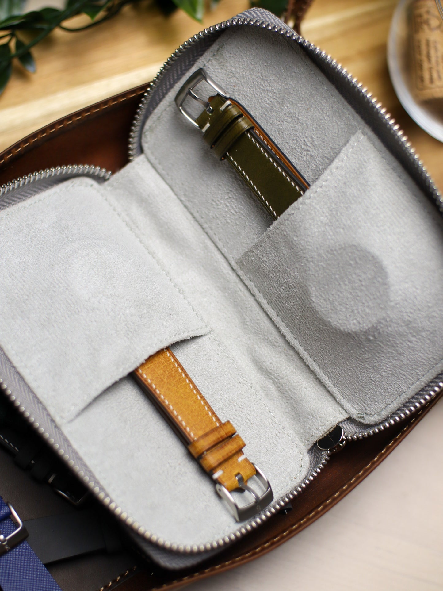 Light Grey Saffiano Zip Pouch