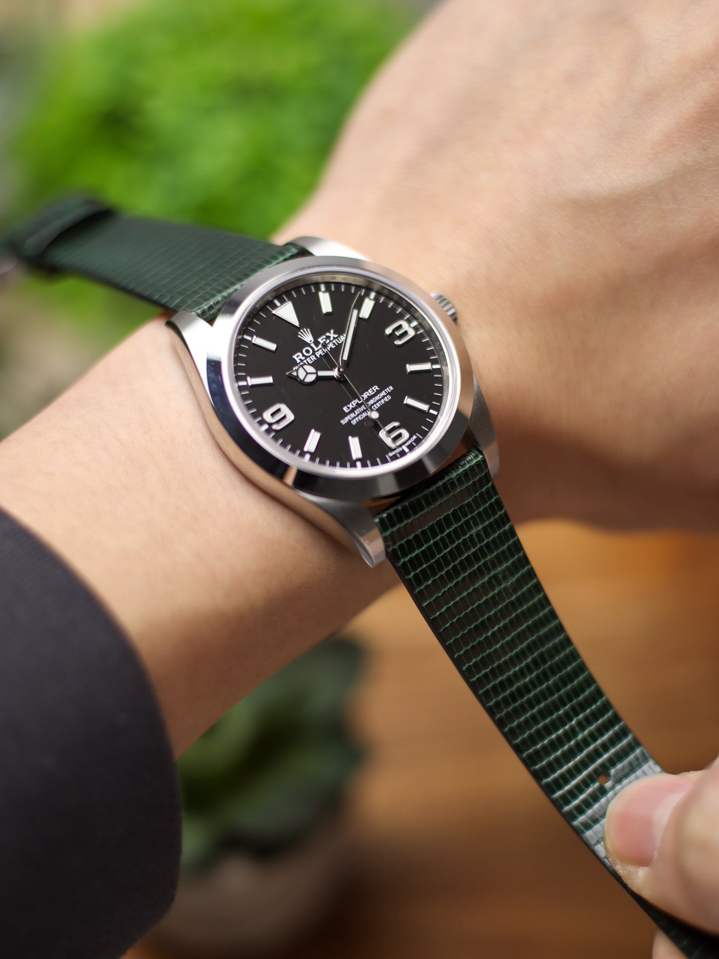 Hunter Green Lizard Stitchless Strap