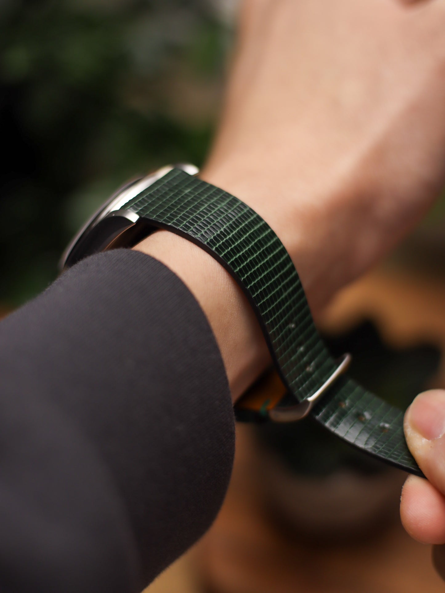 Hunter Green Lizard Stitchless Strap