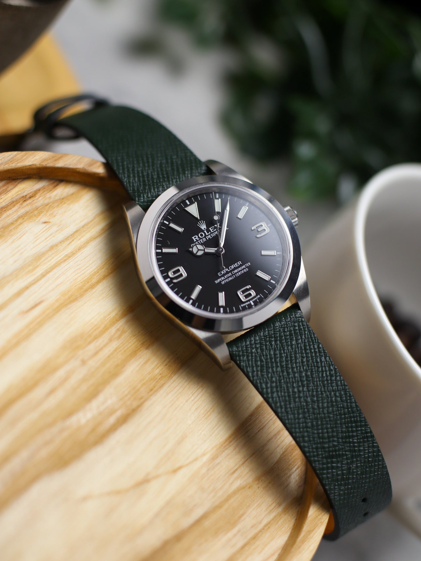 Hunter Green Saffiano Stitchless Strap