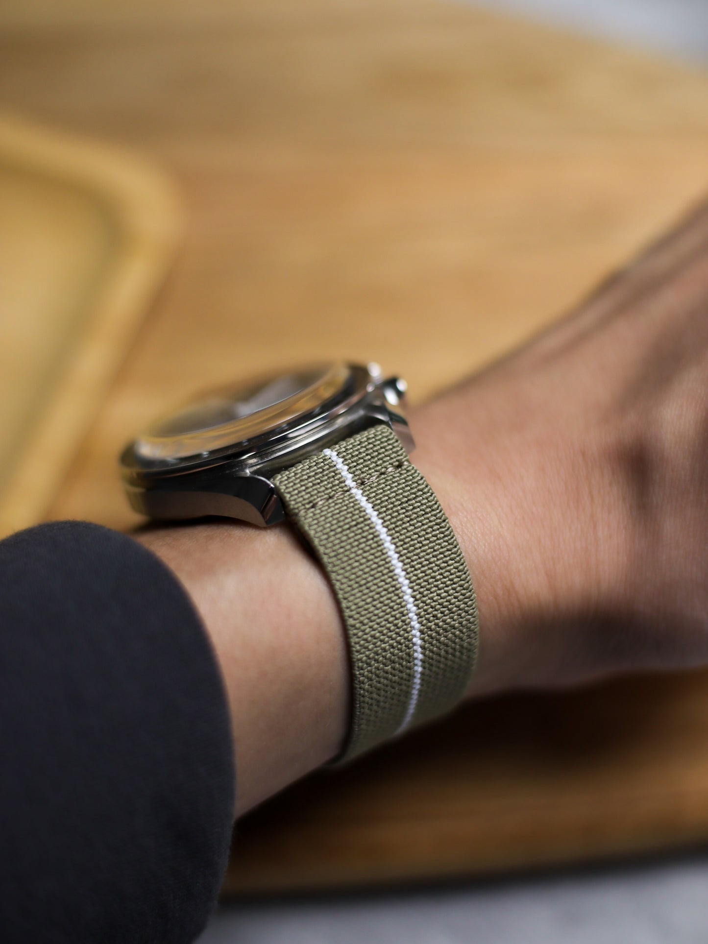 Khaki/White Elastic Band