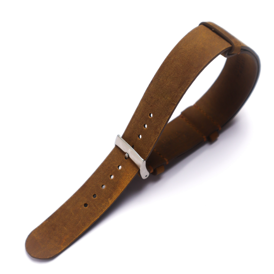 Light Brown Waxy Military Tapered Strap