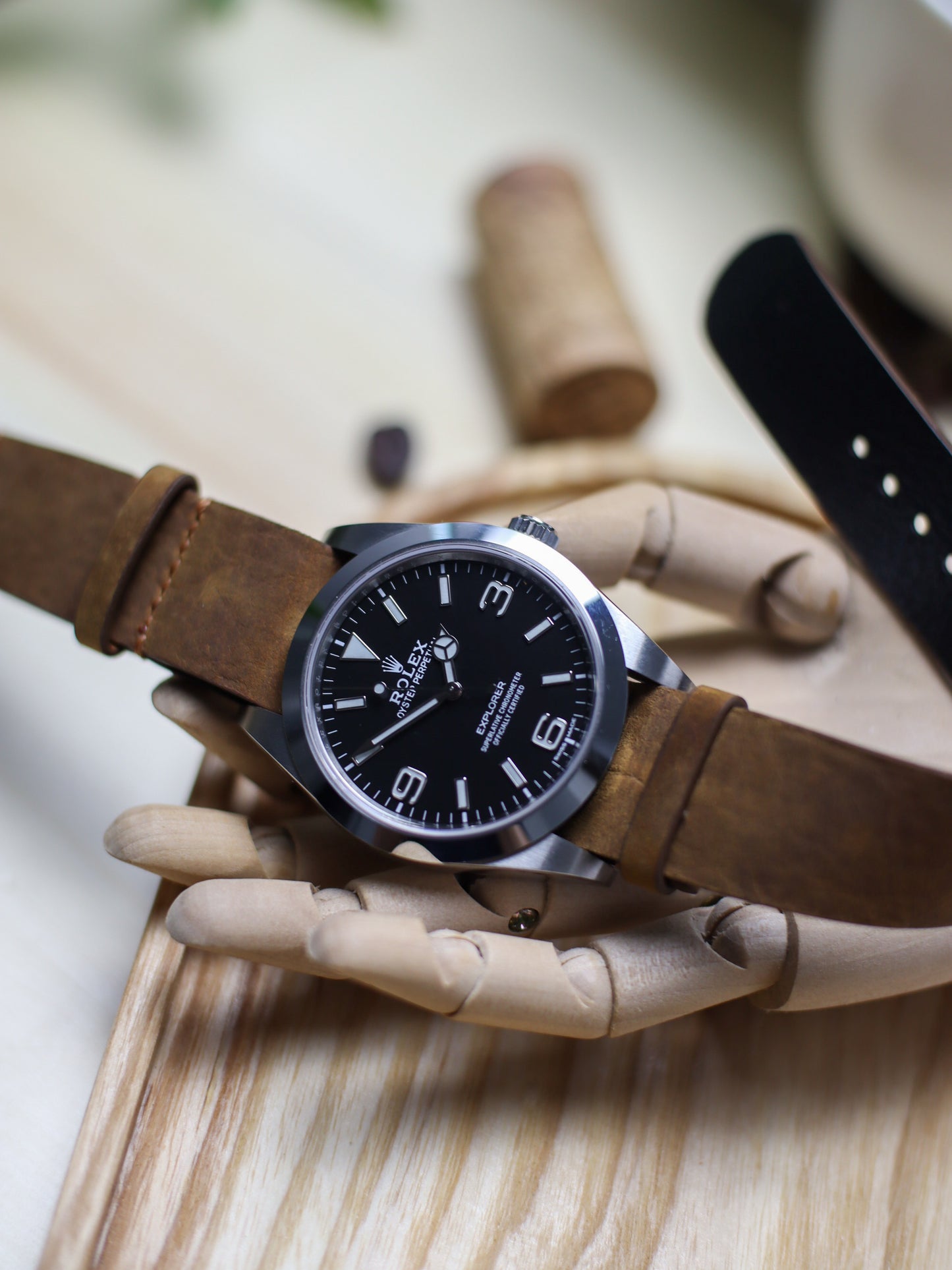 Light Brown Waxy Military Tapered Strap