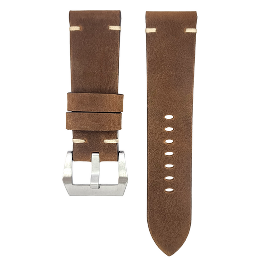 Light Brown Waxy Panerai Wide (Point-Stitch) Strap