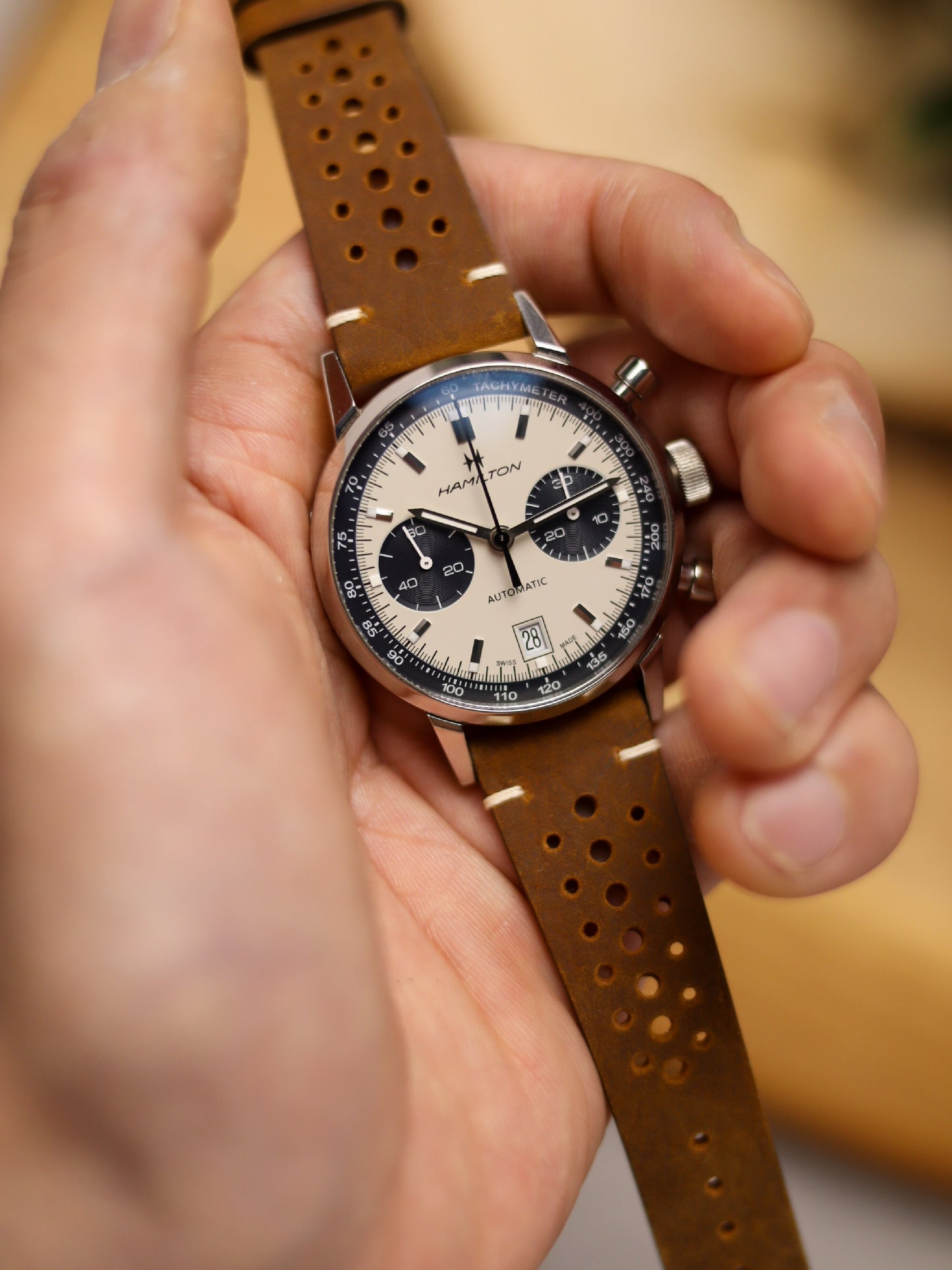 Light Brown Waxy Rally (Point-Stitch) Strap