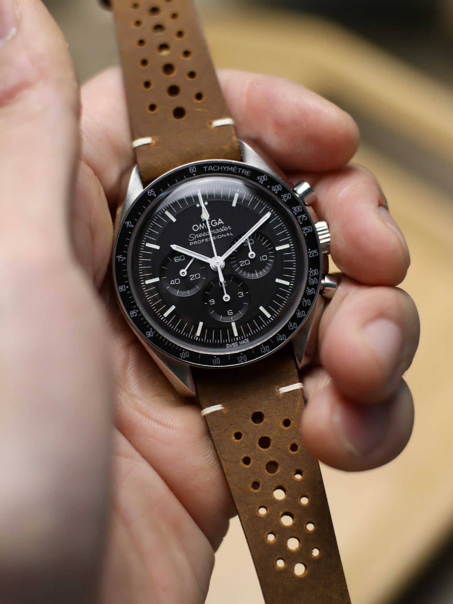 Light Brown Waxy Rally (Point-Stitch) Strap