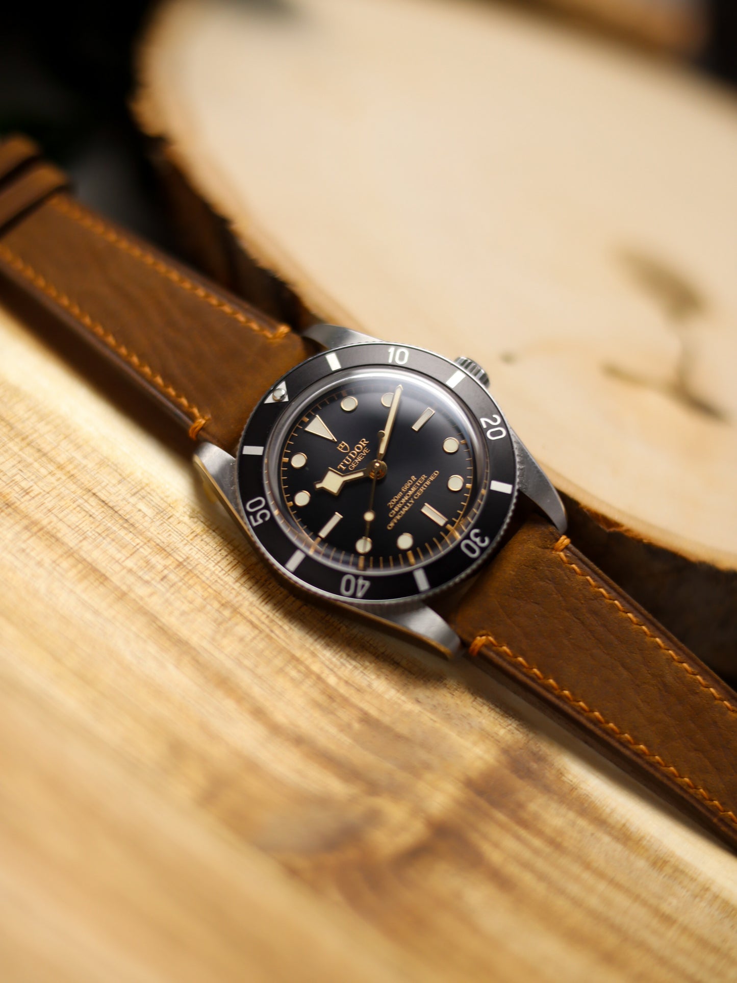 Light Brown Waxy Wing-Stitch Strap