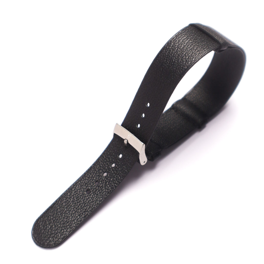 Matte Black Chèvre Military Tapered Strap