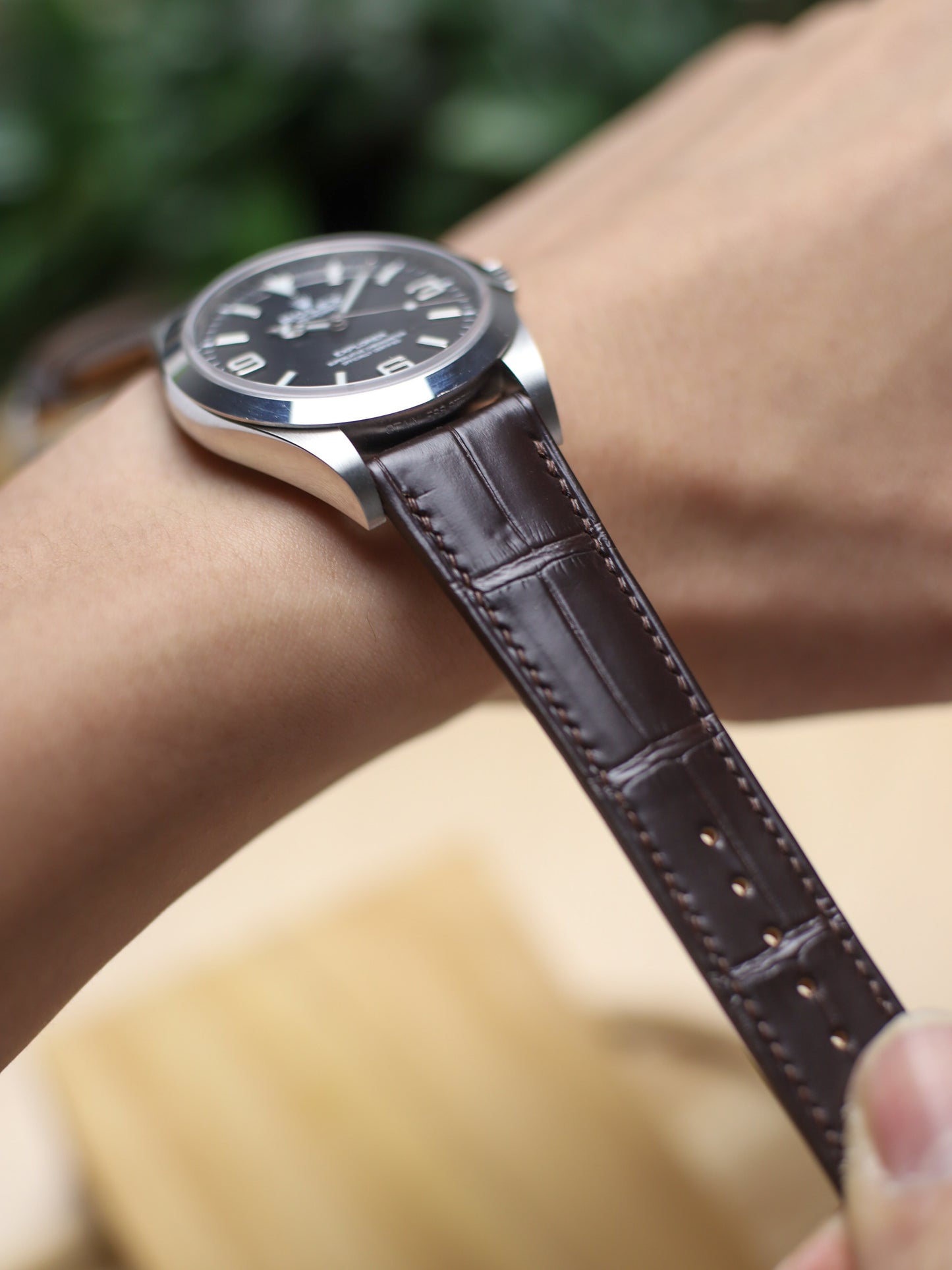 Matte Dark Brown Alligator Hallmark Strap