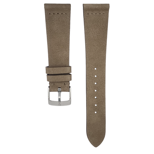 Taupe Brown Nubuck Row-Stitch Strap