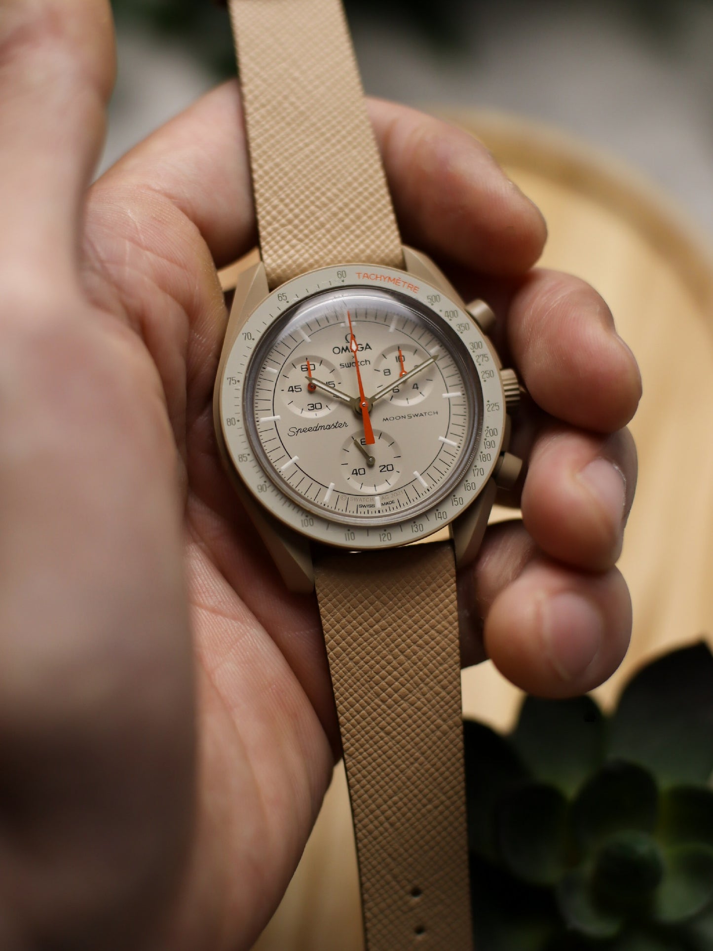 Oatmeal Cream Saffiano Stitchless Strap