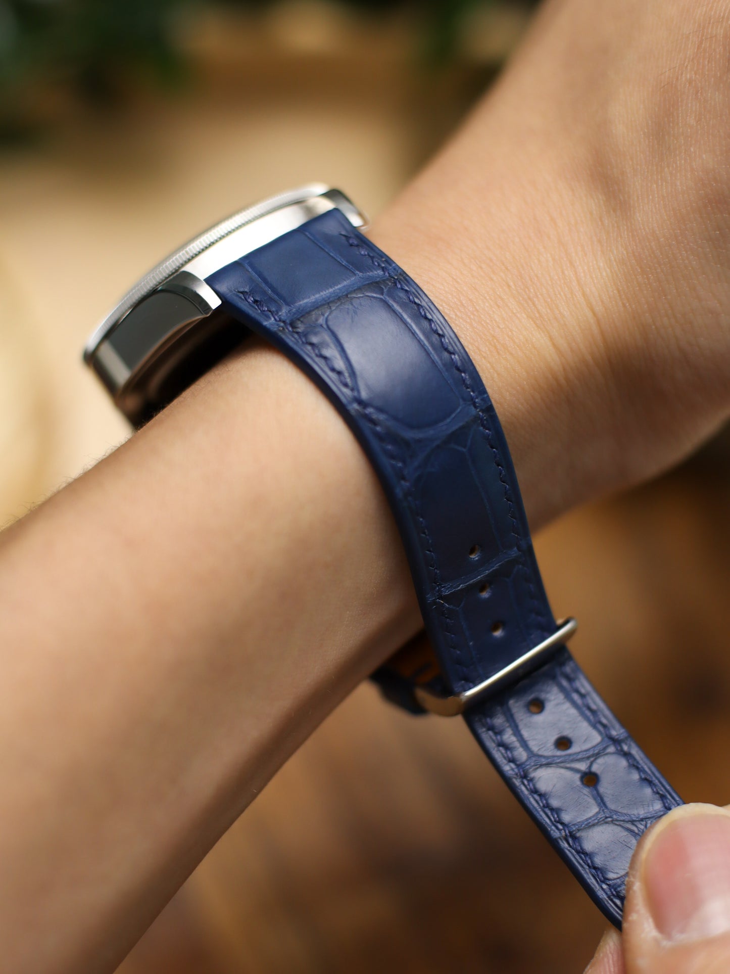 Matte Navy Blue Alligator Hallmark Strap