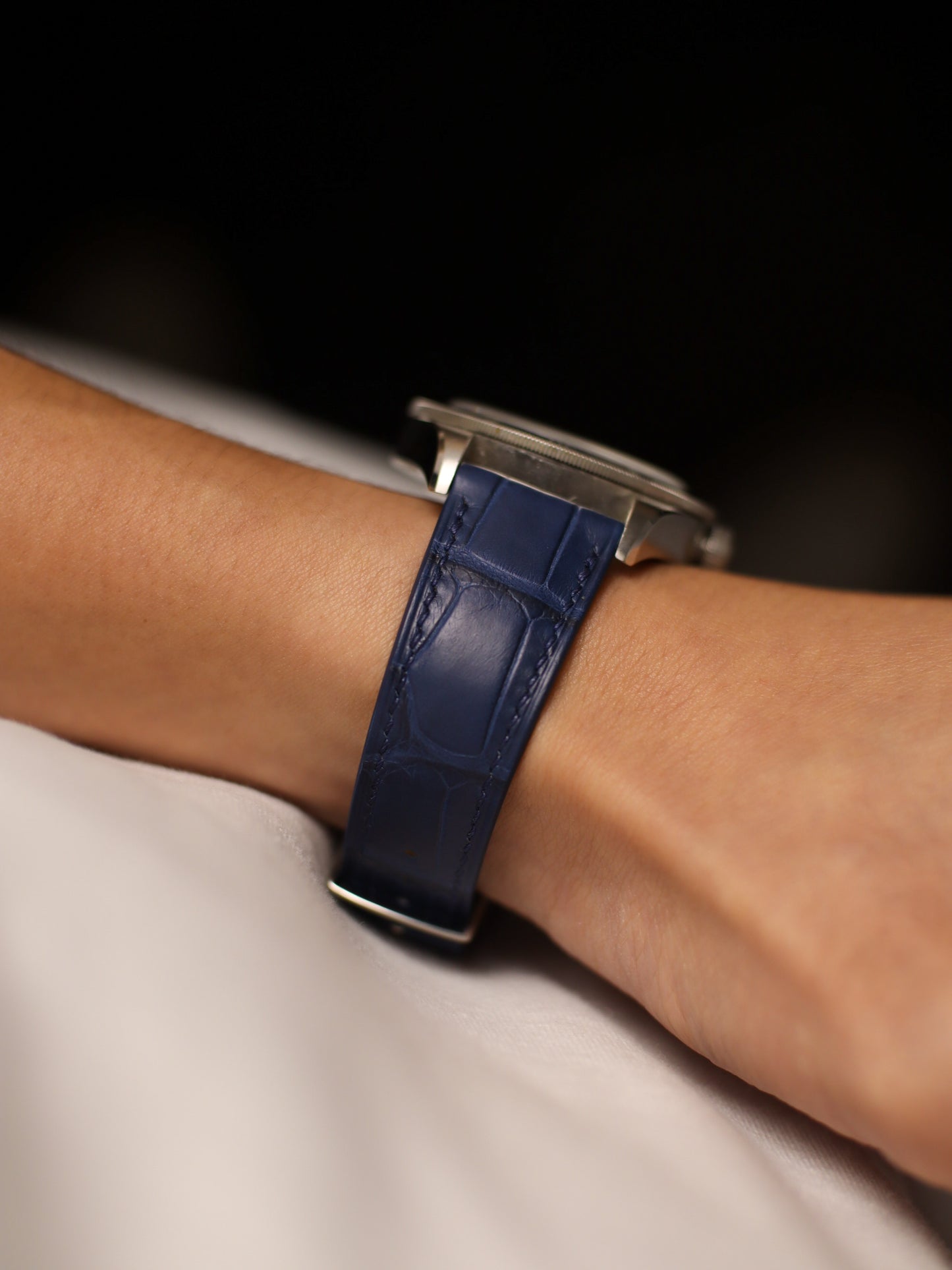 Matte Navy Blue Alligator Hallmark Strap