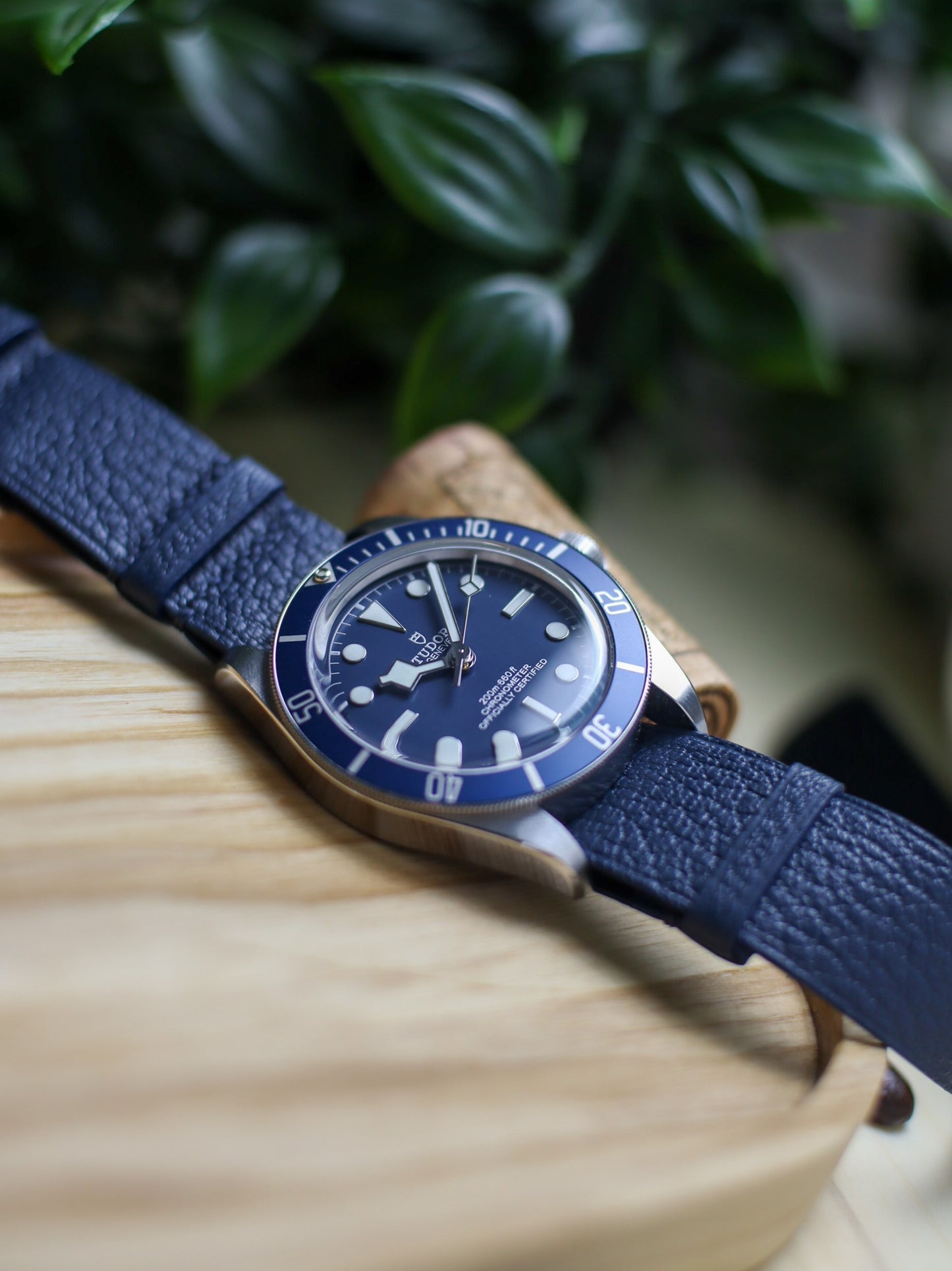 Navy Blue Chèvre Military Tapered Strap