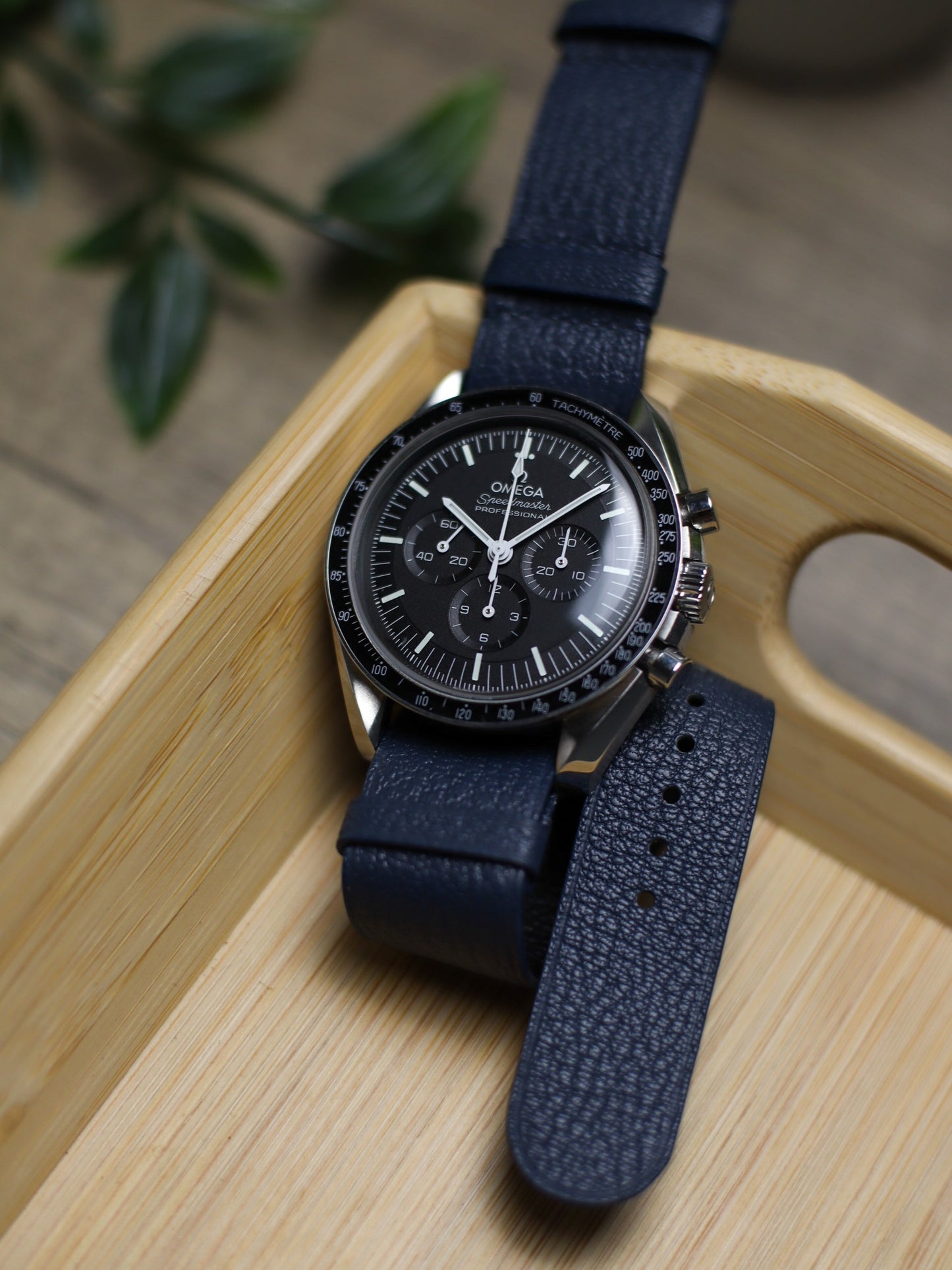 Navy Blue Chèvre Military Tapered Strap