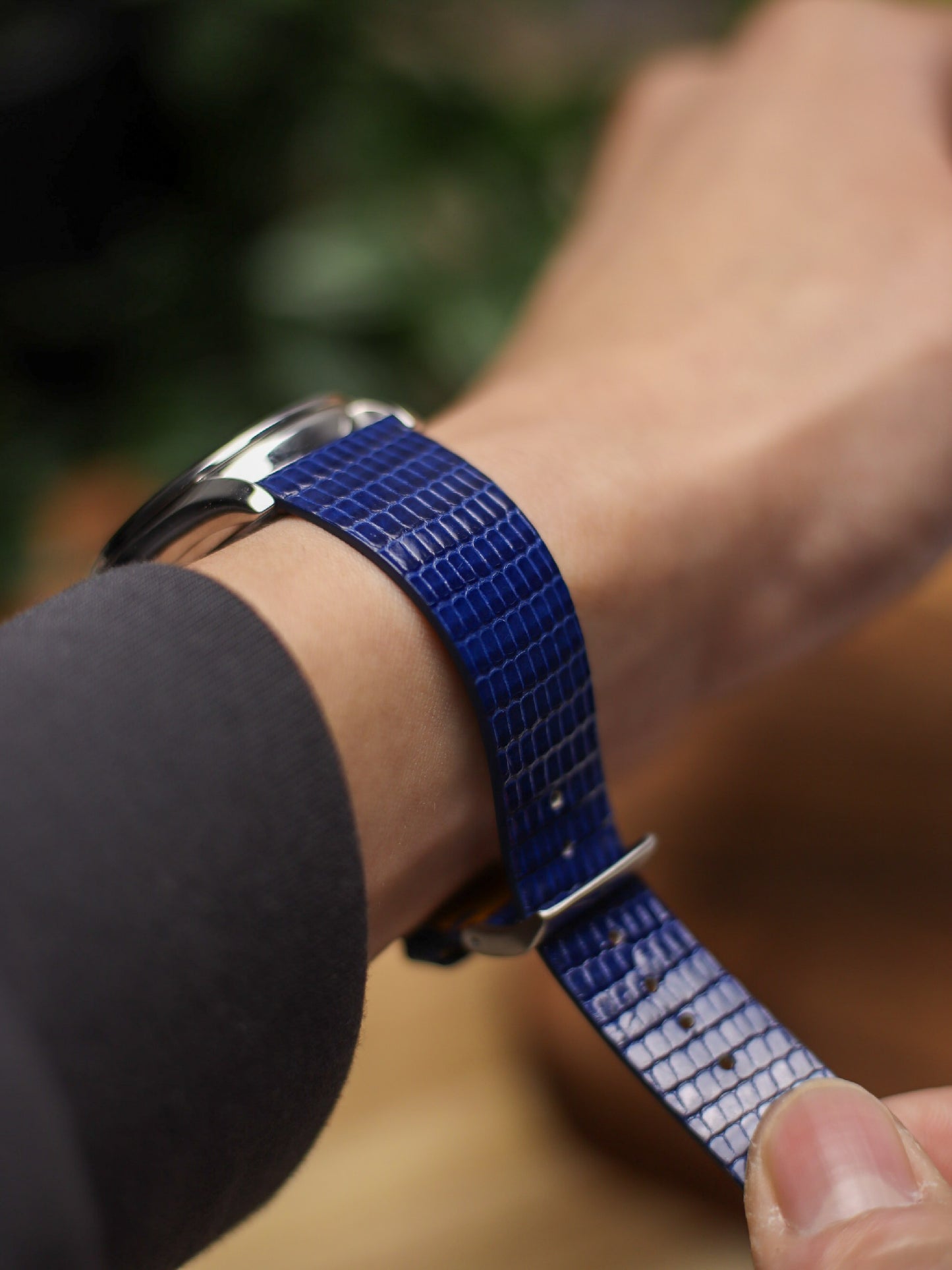 Navy Blue Lizard Stitchless Strap