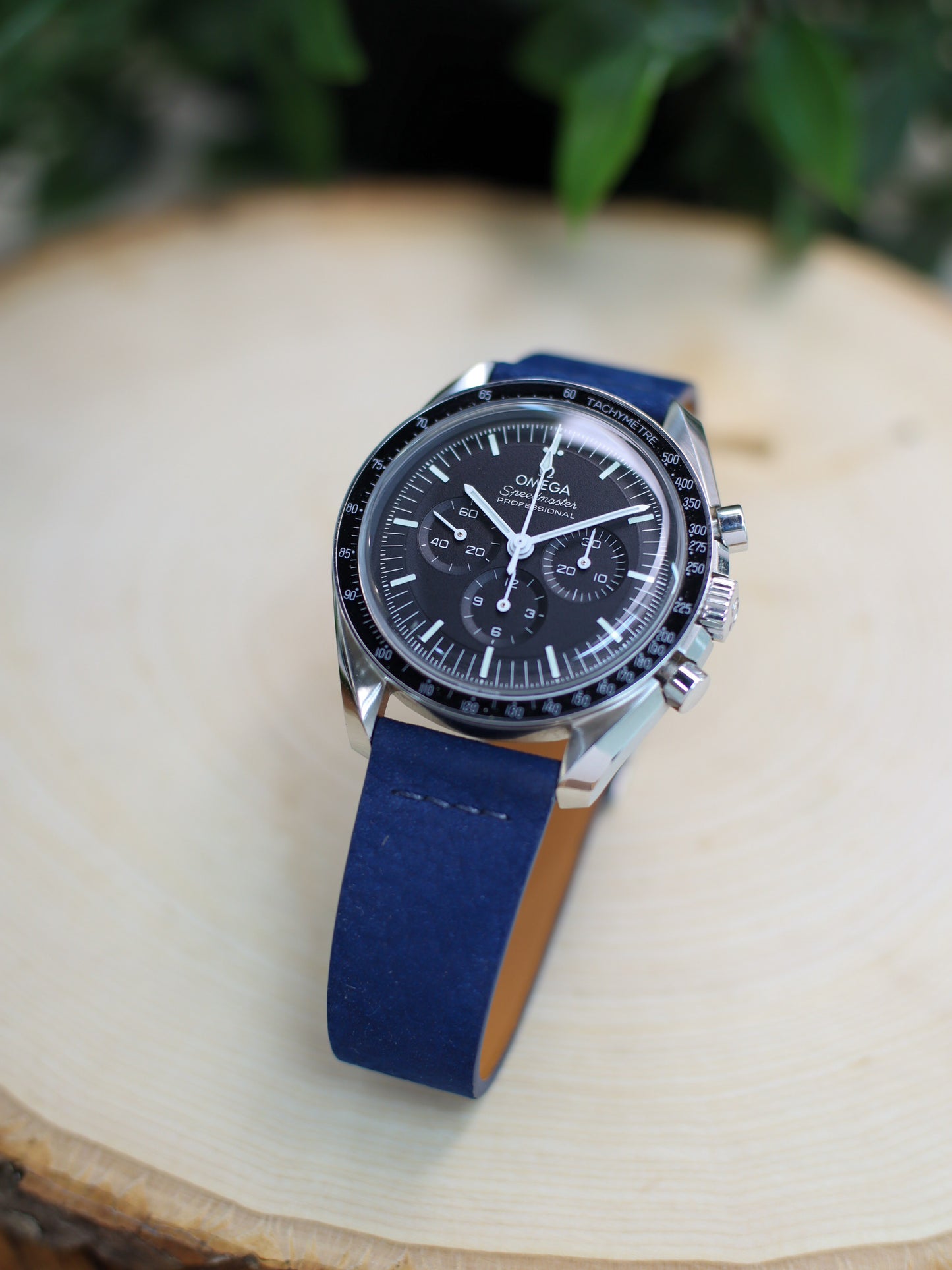 Navy Blue Nubuck Row-Stitch Strap